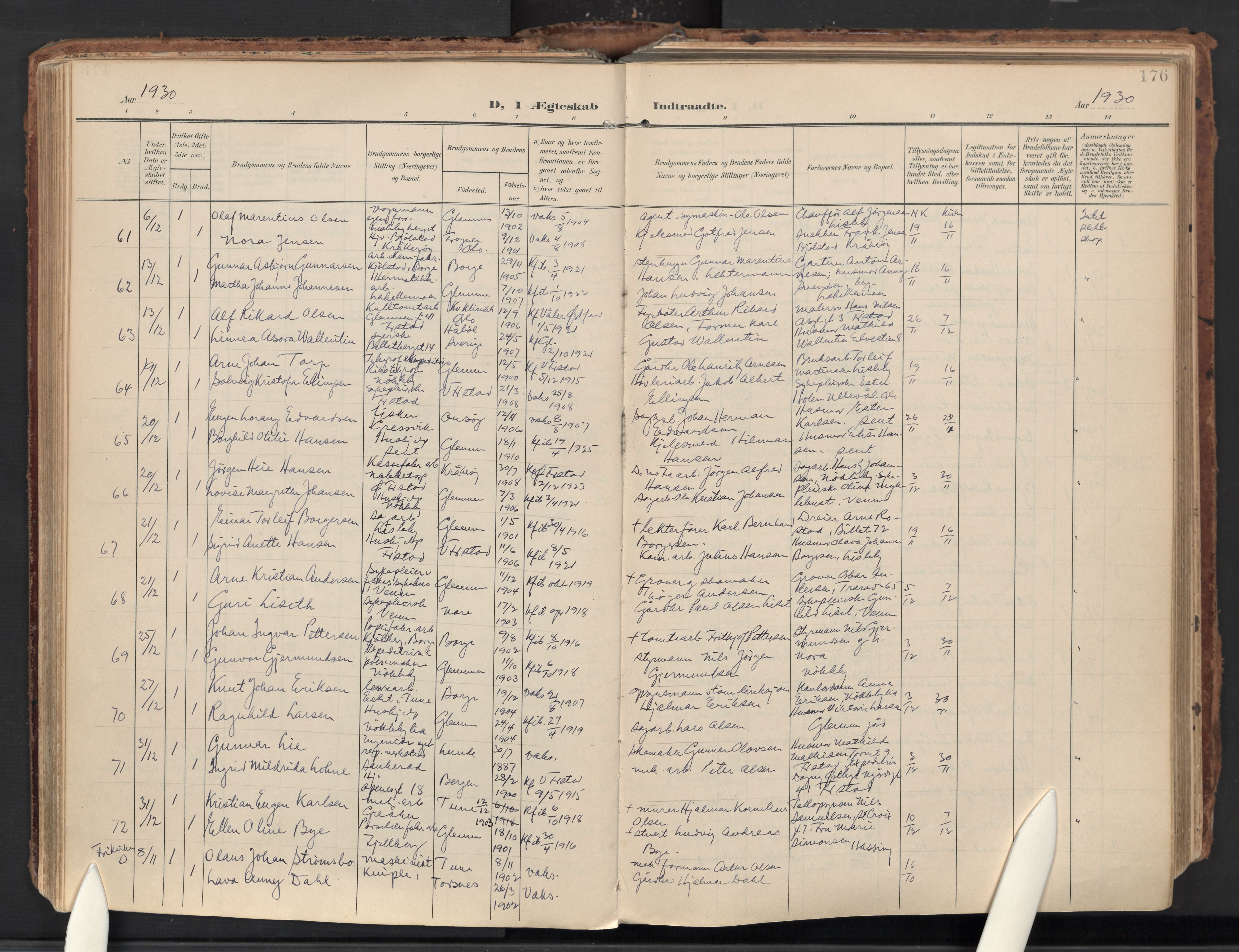 Glemmen prestekontor Kirkebøker, AV/SAO-A-10908/F/Fa/L0016: Parish register (official) no. 16, 1903-1937, p. 176