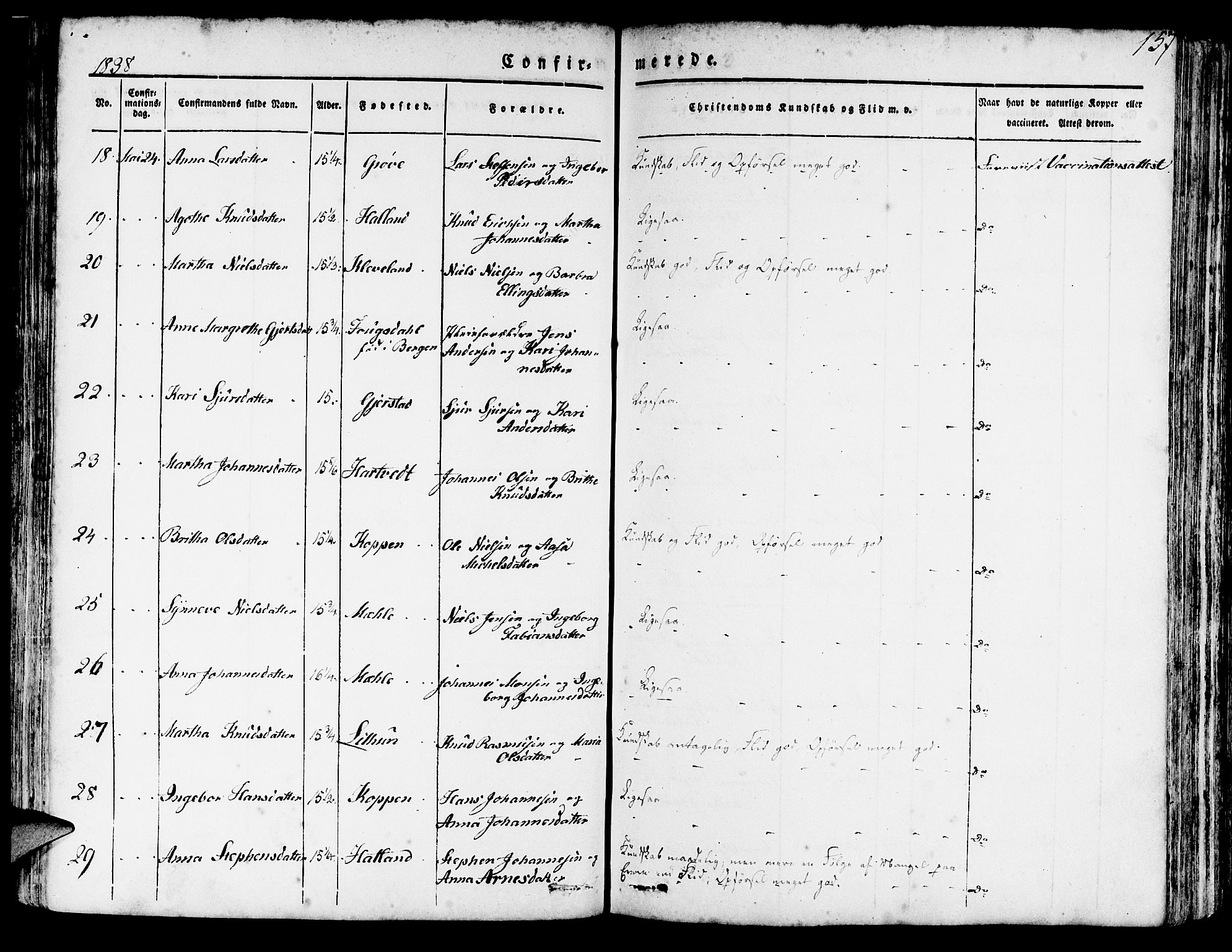 Haus sokneprestembete, AV/SAB-A-75601/H/Haa: Parish register (official) no. A 14, 1827-1838, p. 157