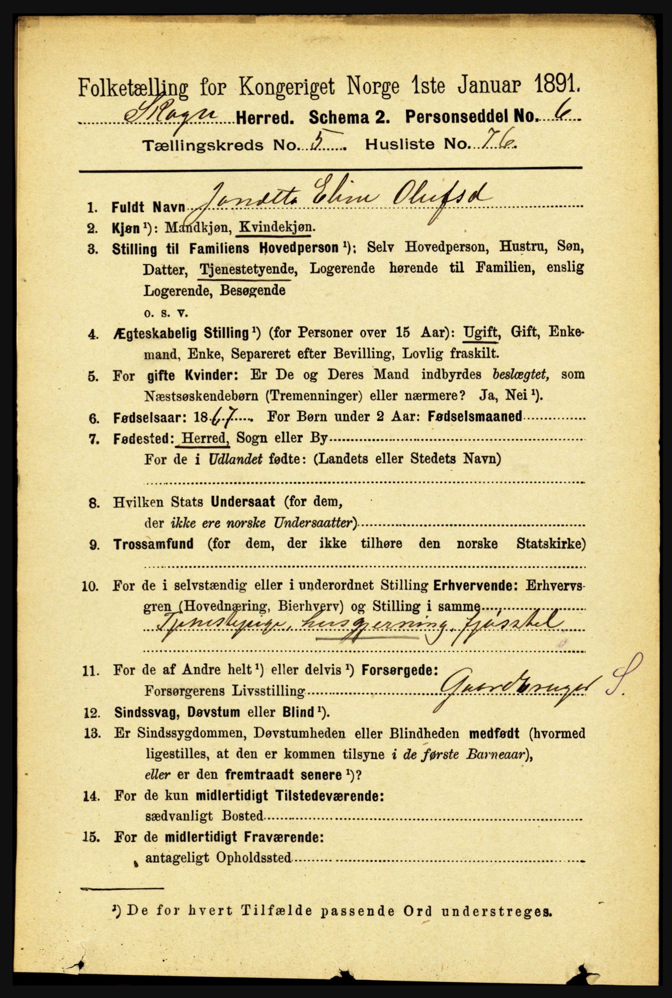 RA, 1891 census for 1719 Skogn, 1891, p. 3343