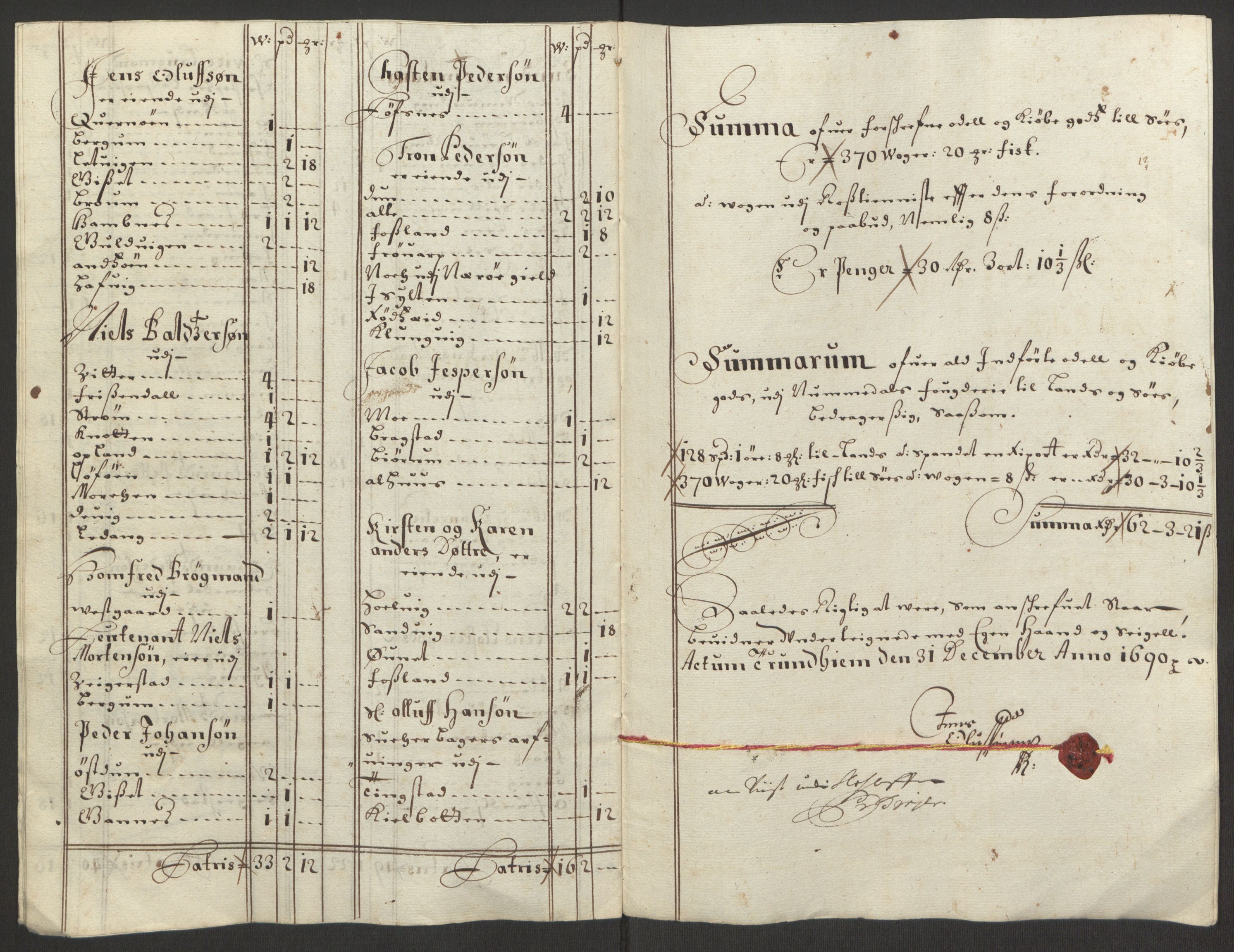 Rentekammeret inntil 1814, Reviderte regnskaper, Fogderegnskap, RA/EA-4092/R64/L4423: Fogderegnskap Namdal, 1690-1691, p. 70