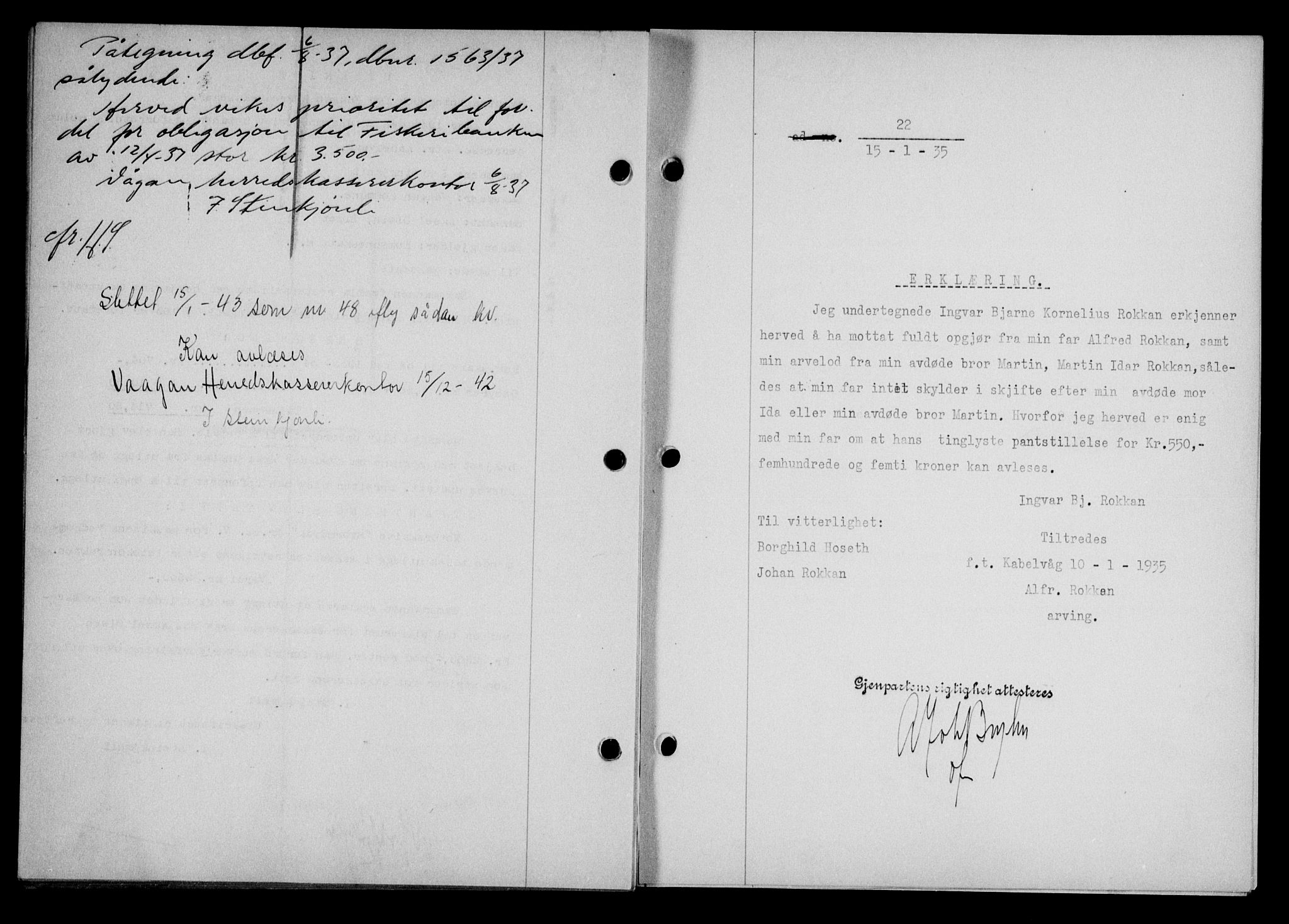 Lofoten sorenskriveri, AV/SAT-A-0017/1/2/2C/L0031b: Mortgage book no. 31b, 1935-1935, Deed date: 15.01.1935