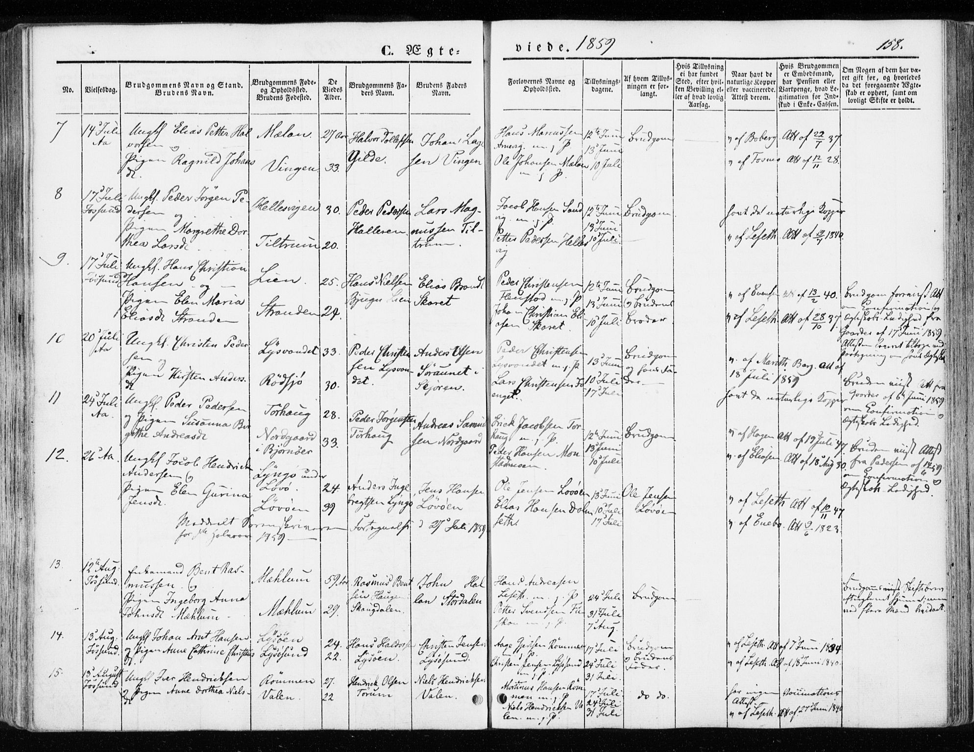 Ministerialprotokoller, klokkerbøker og fødselsregistre - Sør-Trøndelag, SAT/A-1456/655/L0677: Parish register (official) no. 655A06, 1847-1860, p. 158