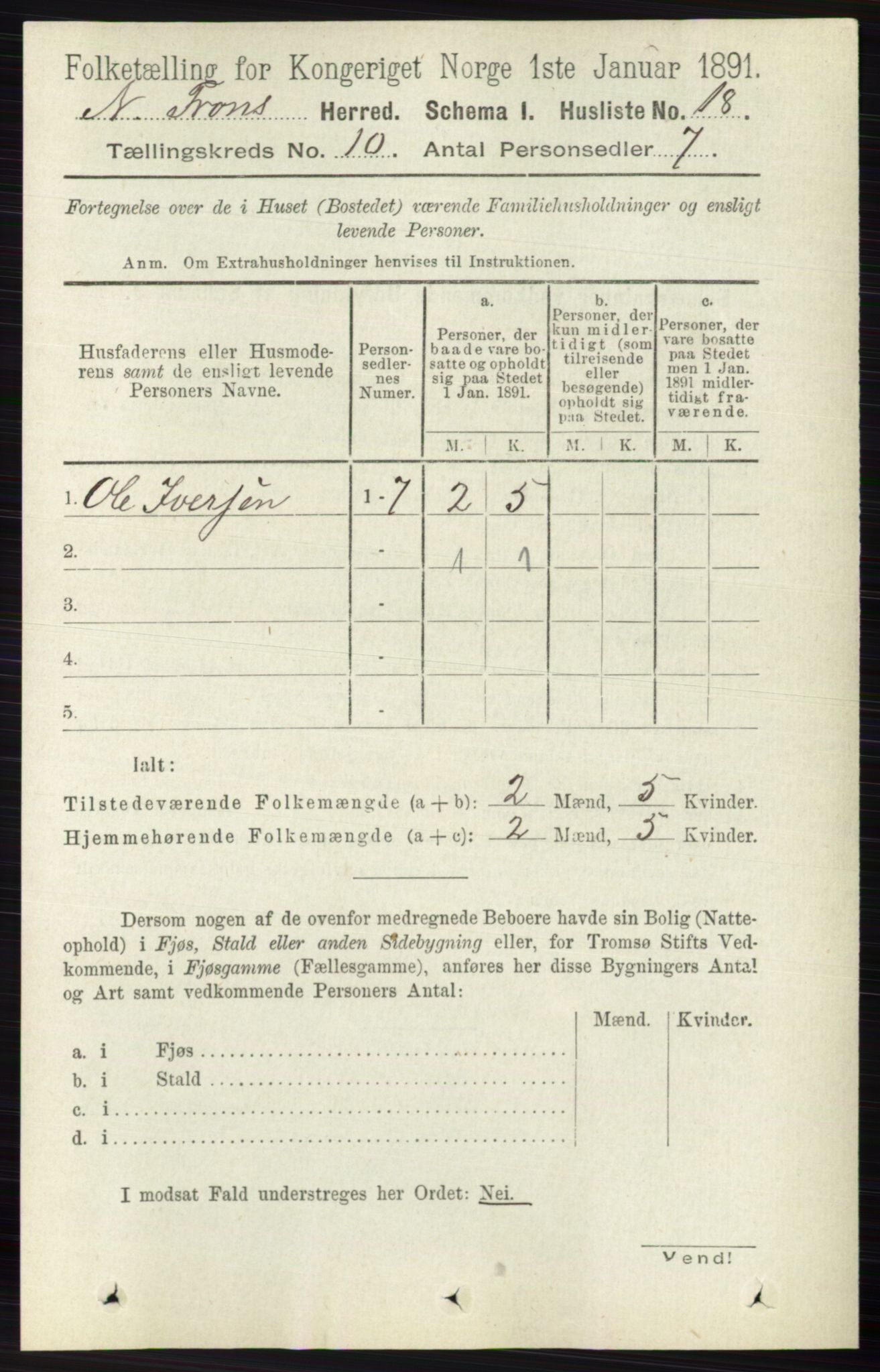 RA, 1891 census for 0518 Nord-Fron, 1891, p. 4319