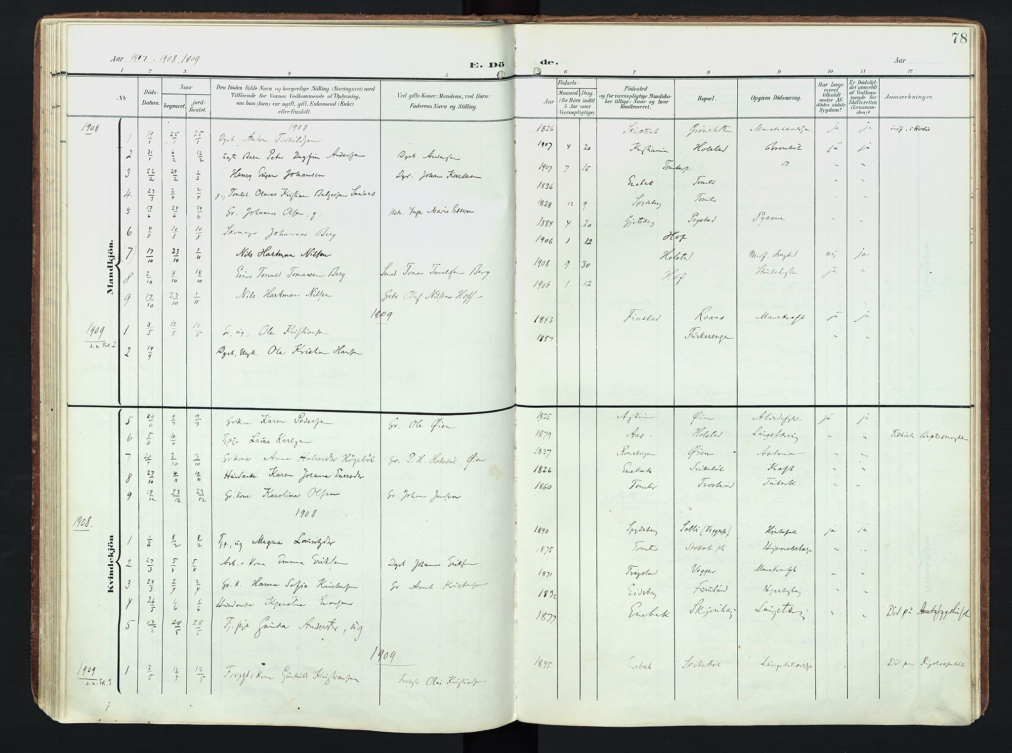 Hobøl prestekontor Kirkebøker, AV/SAO-A-2002/F/Fb/L0002: Parish register (official) no. II 2, 1905-1927, p. 78