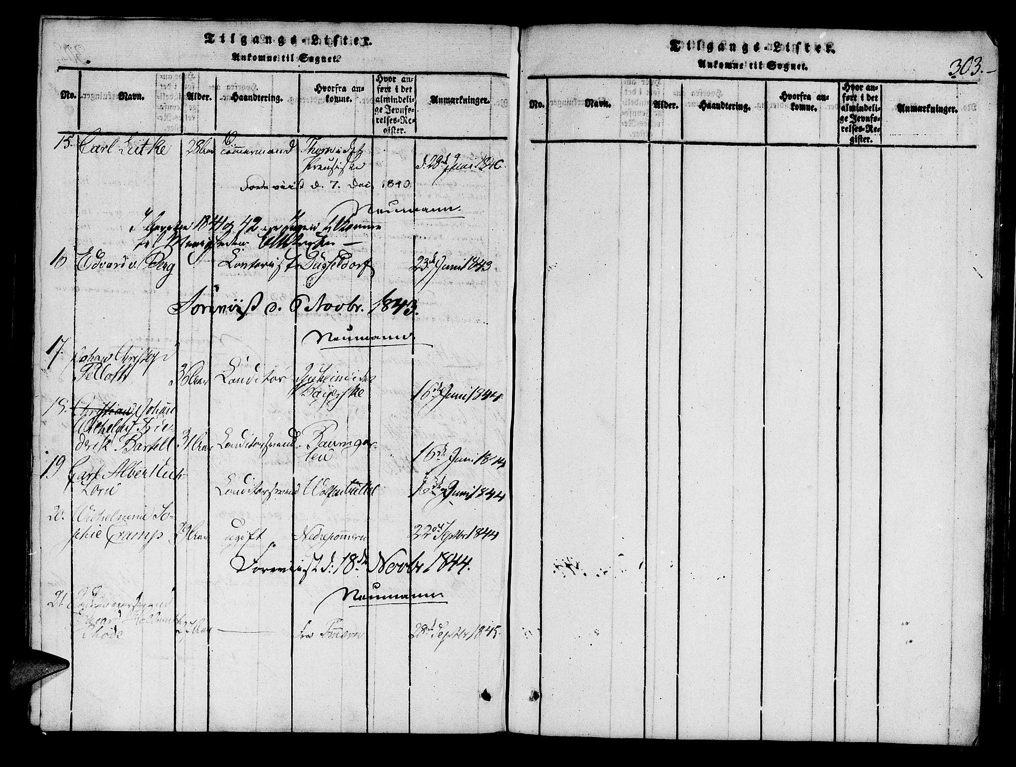 Mariakirken Sokneprestembete, AV/SAB-A-76901/H/Haa/L0005: Parish register (official) no. A 5, 1815-1845, p. 303