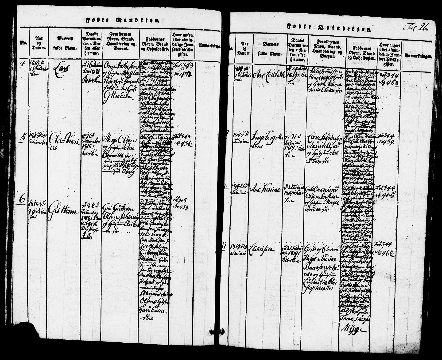 Avaldsnes sokneprestkontor, AV/SAST-A -101851/H/Ha/Hab/L0001: Parish register (copy) no. B 1, 1816-1825, p. 26