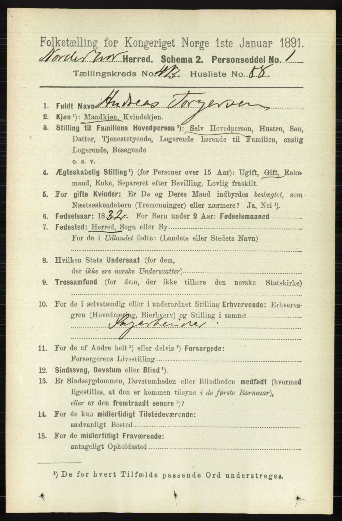 RA, 1891 census for 0613 Norderhov, 1891, p. 2644