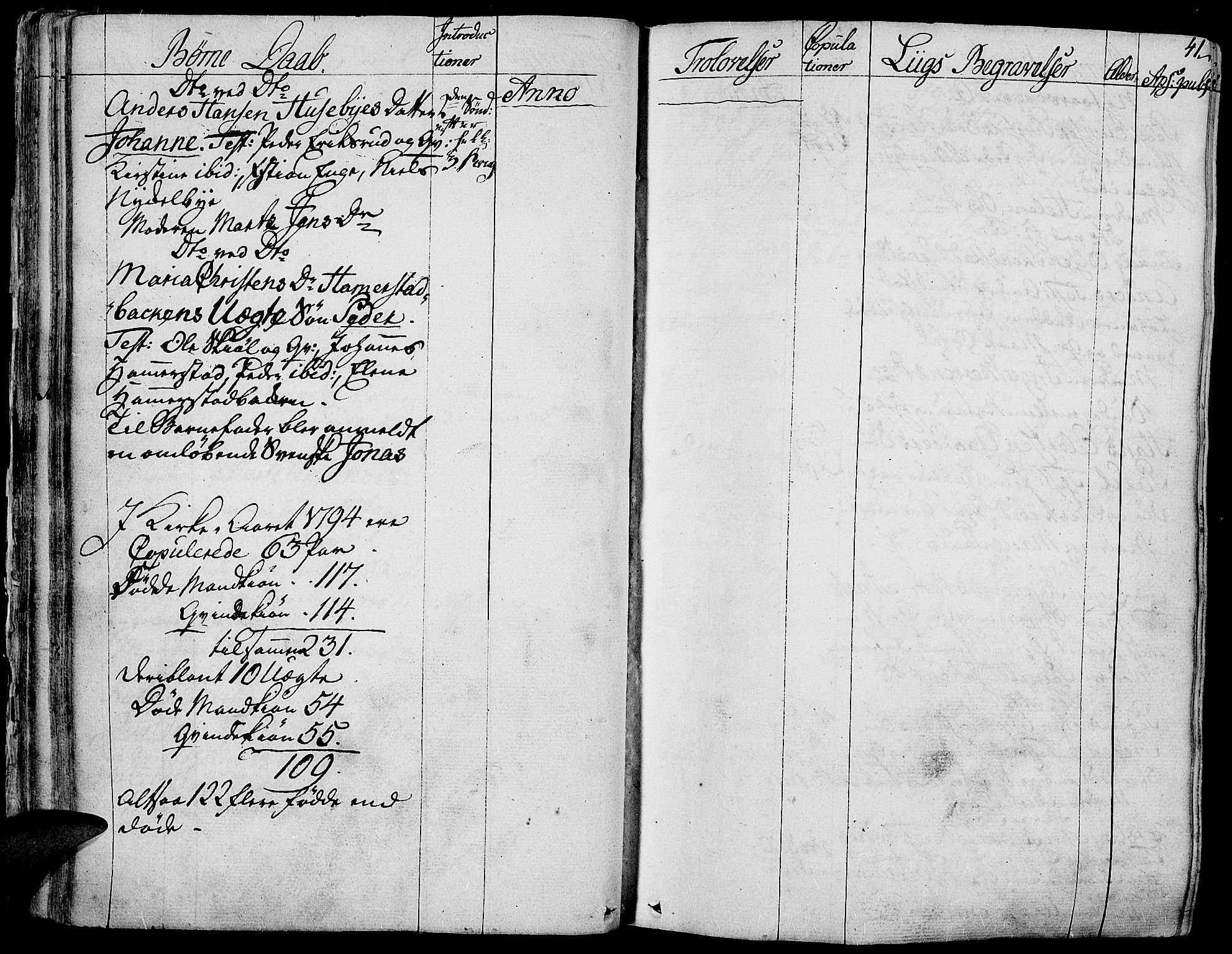 Toten prestekontor, SAH/PREST-102/H/Ha/Haa/L0007: Parish register (official) no. 7, 1794-1809, p. 41