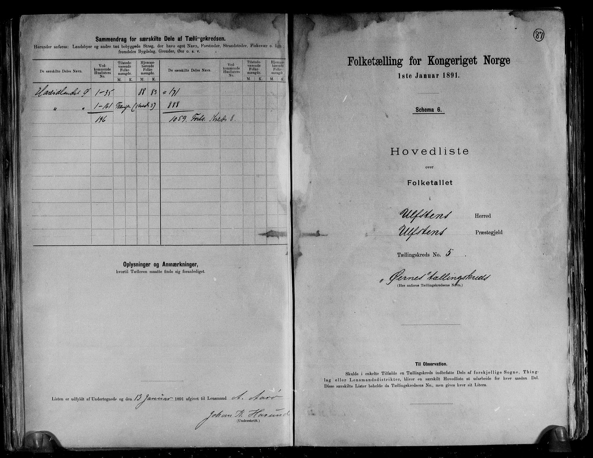 RA, 1891 census for 1516 Ulstein, 1891, p. 12