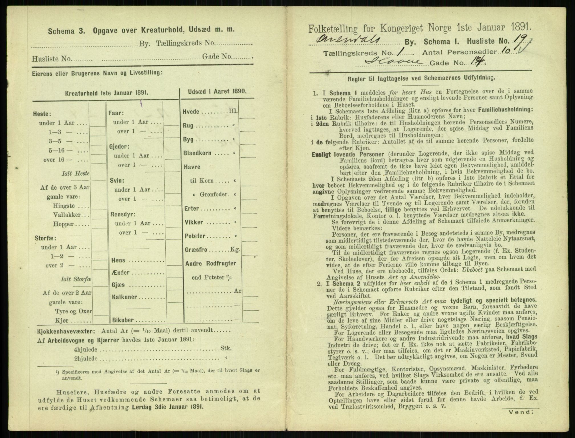 RA, 1891 census for 0903 Arendal, 1891, p. 72