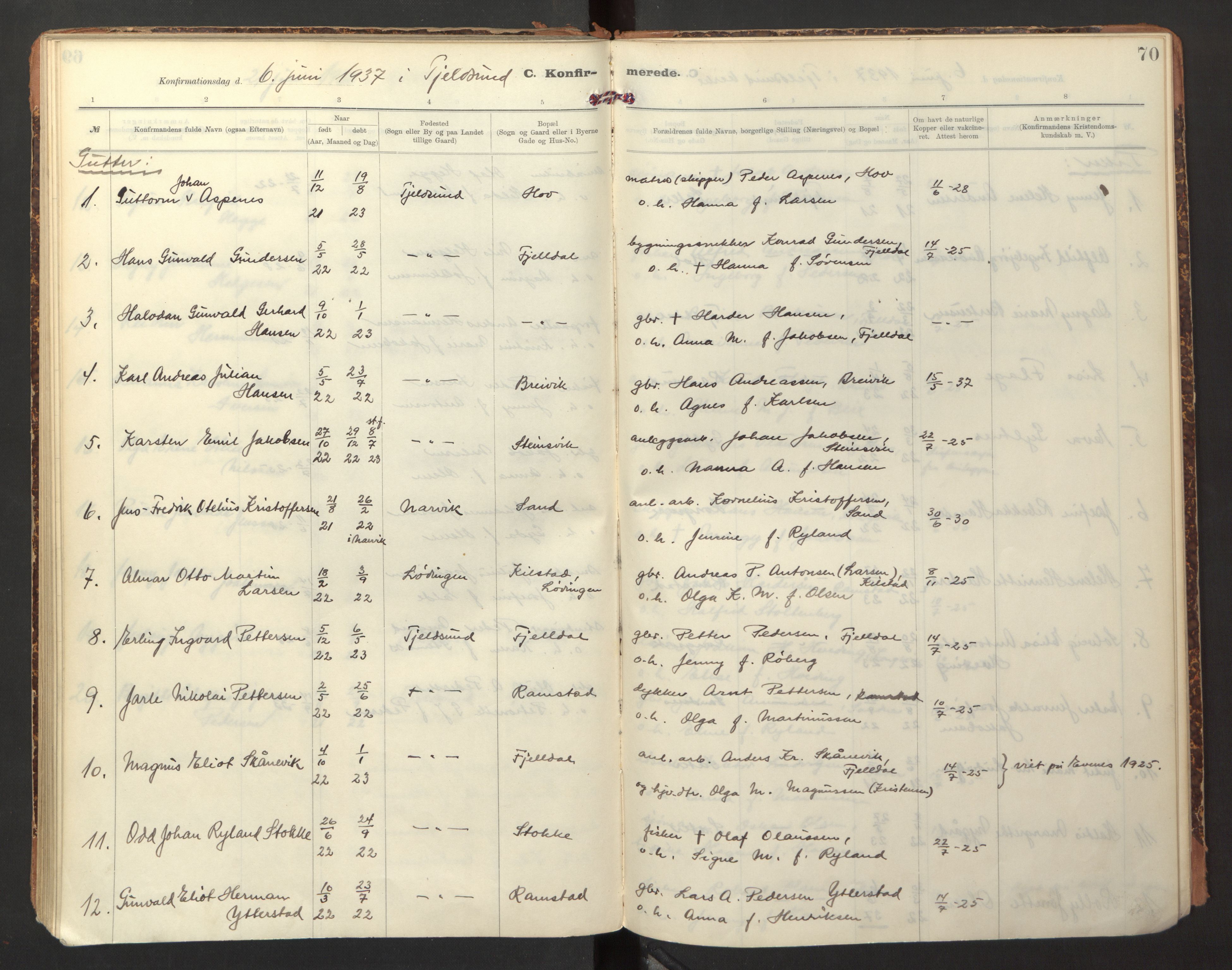 Ministerialprotokoller, klokkerbøker og fødselsregistre - Nordland, AV/SAT-A-1459/865/L0927: Parish register (official) no. 865A05, 1911-1935, p. 70