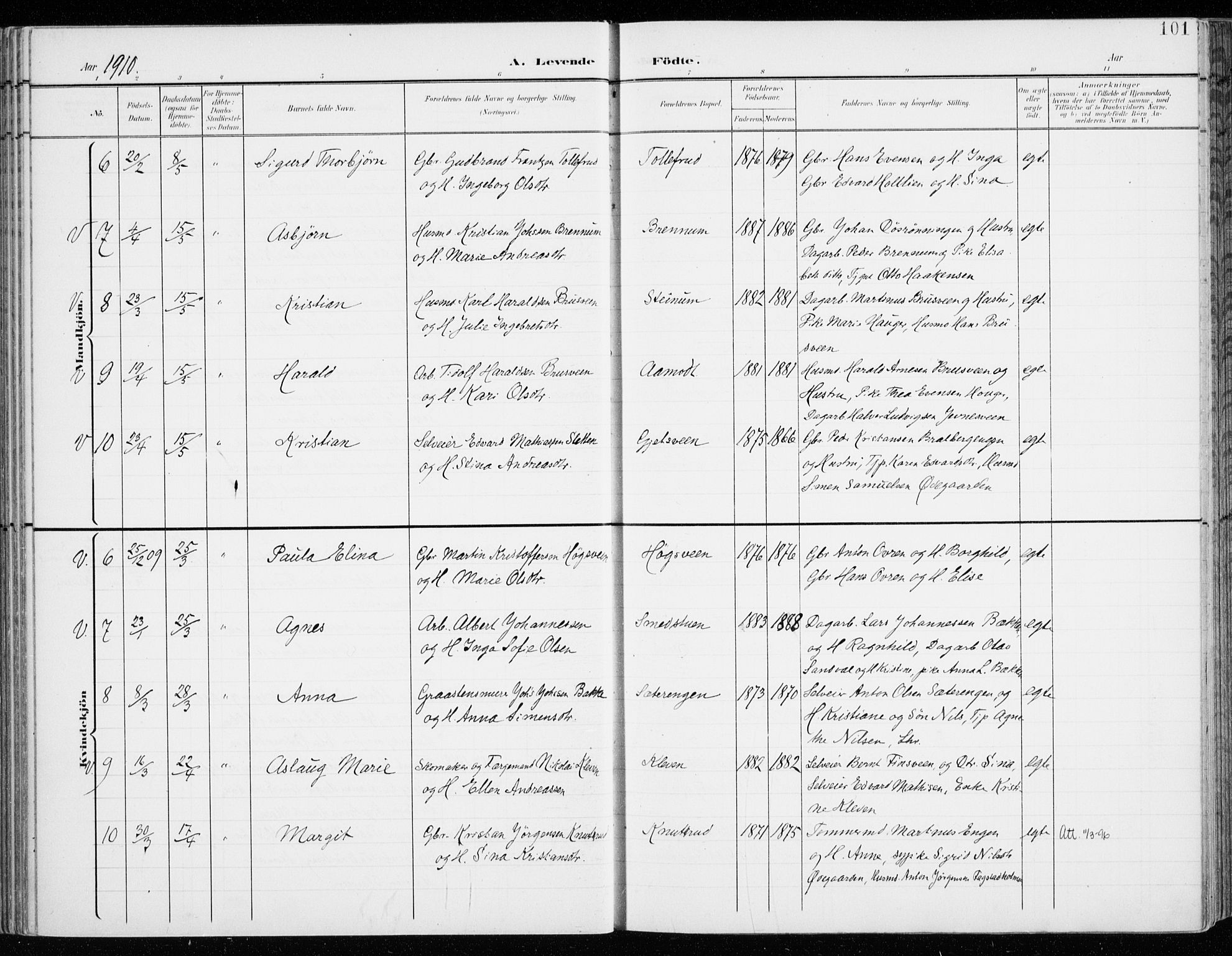 Fåberg prestekontor, AV/SAH-PREST-086/H/Ha/Haa/L0011: Parish register (official) no. 11, 1899-1913, p. 101