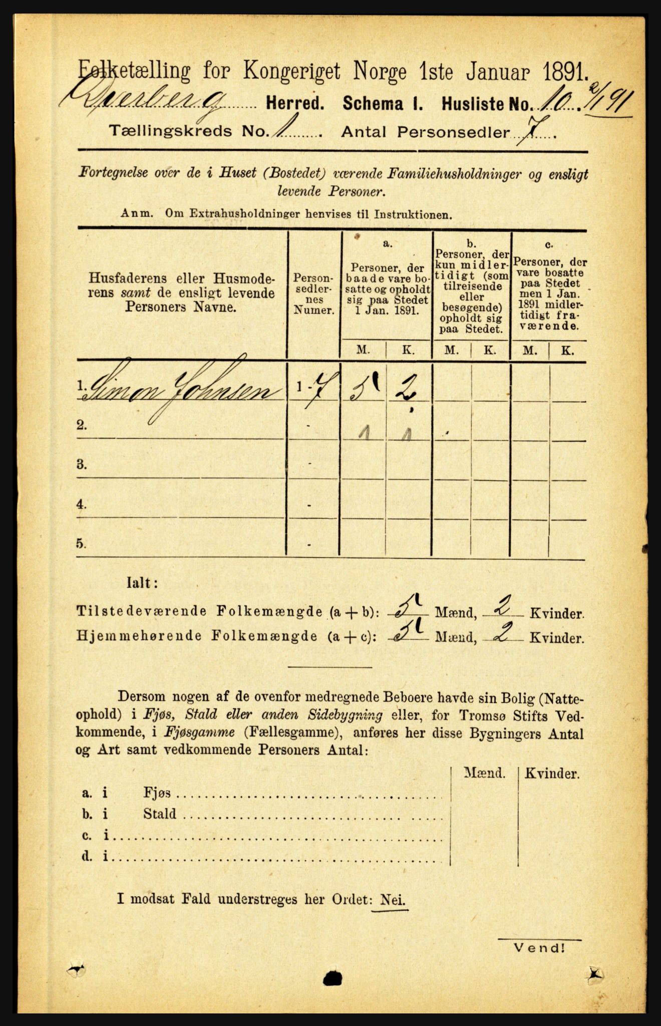 RA, 1891 census for 1872 Dverberg, 1891, p. 33