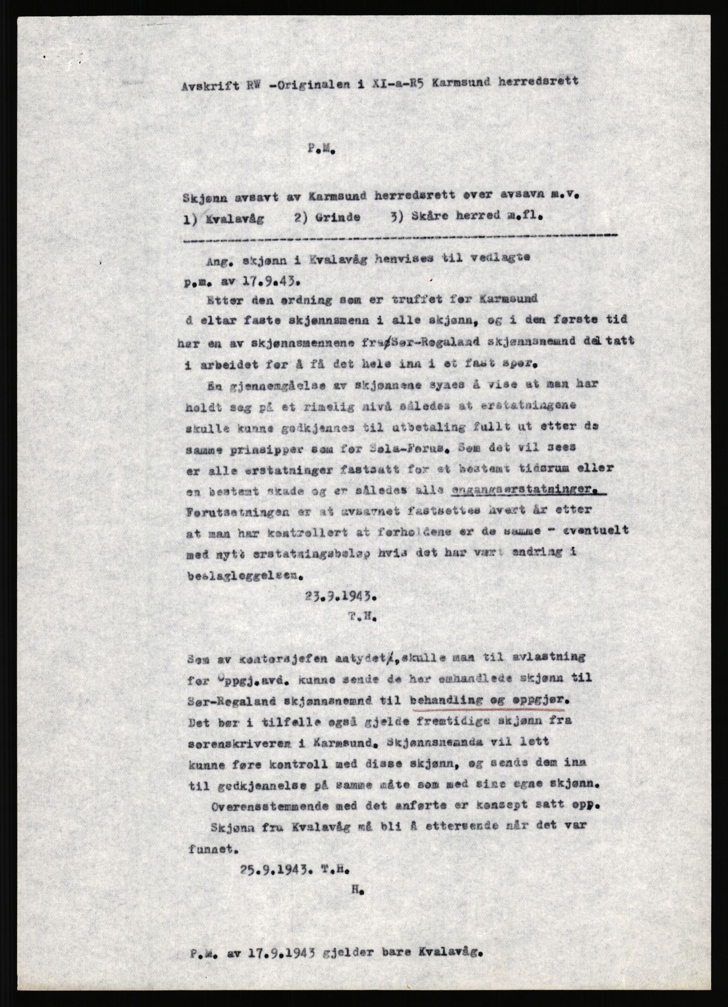 Forsvarsdepartementet, 10. kontor / Oppgjørskontoret, AV/RA-RAFA-1225/D/Dd/L0351: Rogaland, 1941-1958, p. 92
