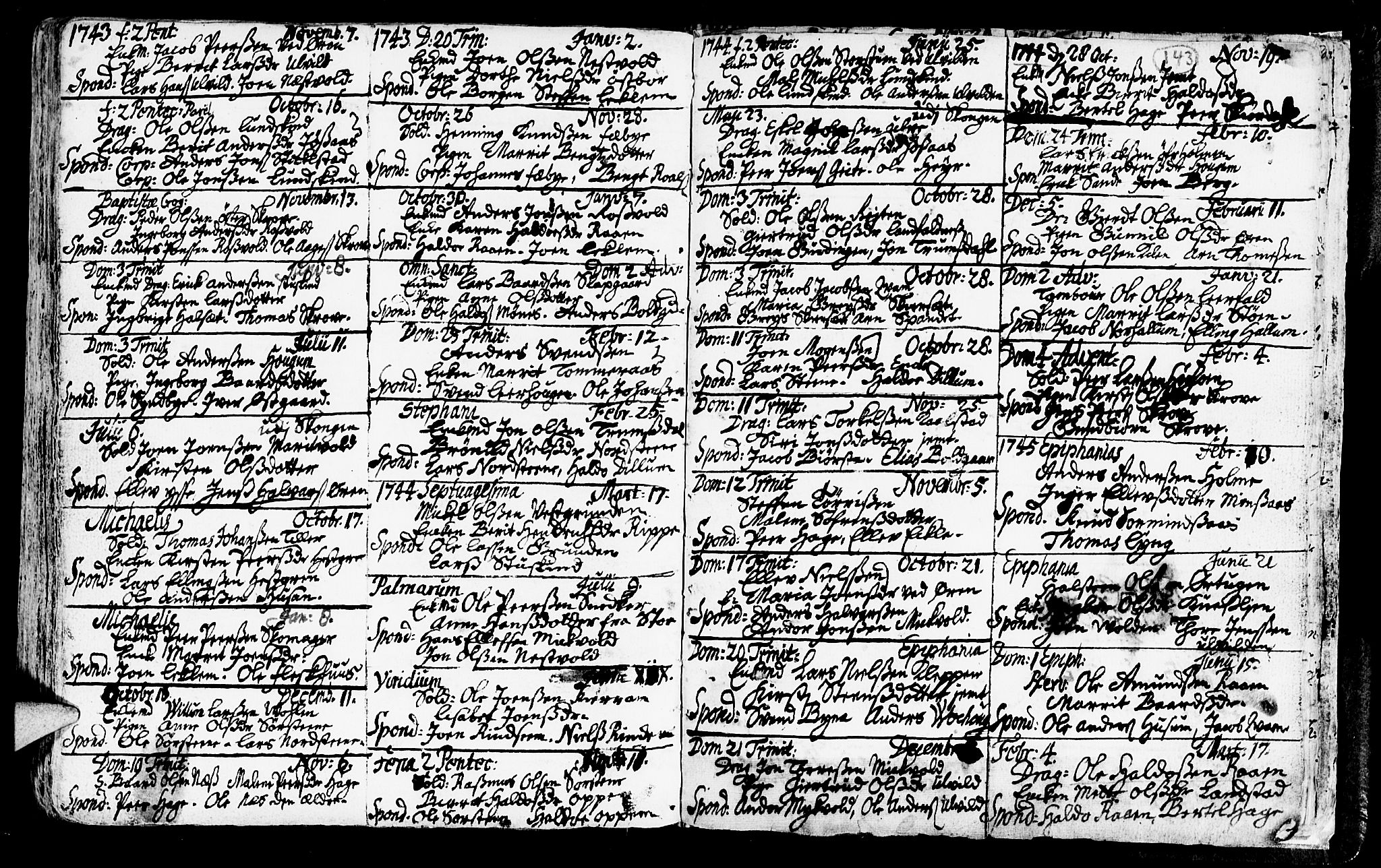 Ministerialprotokoller, klokkerbøker og fødselsregistre - Nord-Trøndelag, SAT/A-1458/723/L0230: Parish register (official) no. 723A01, 1705-1747, p. 143