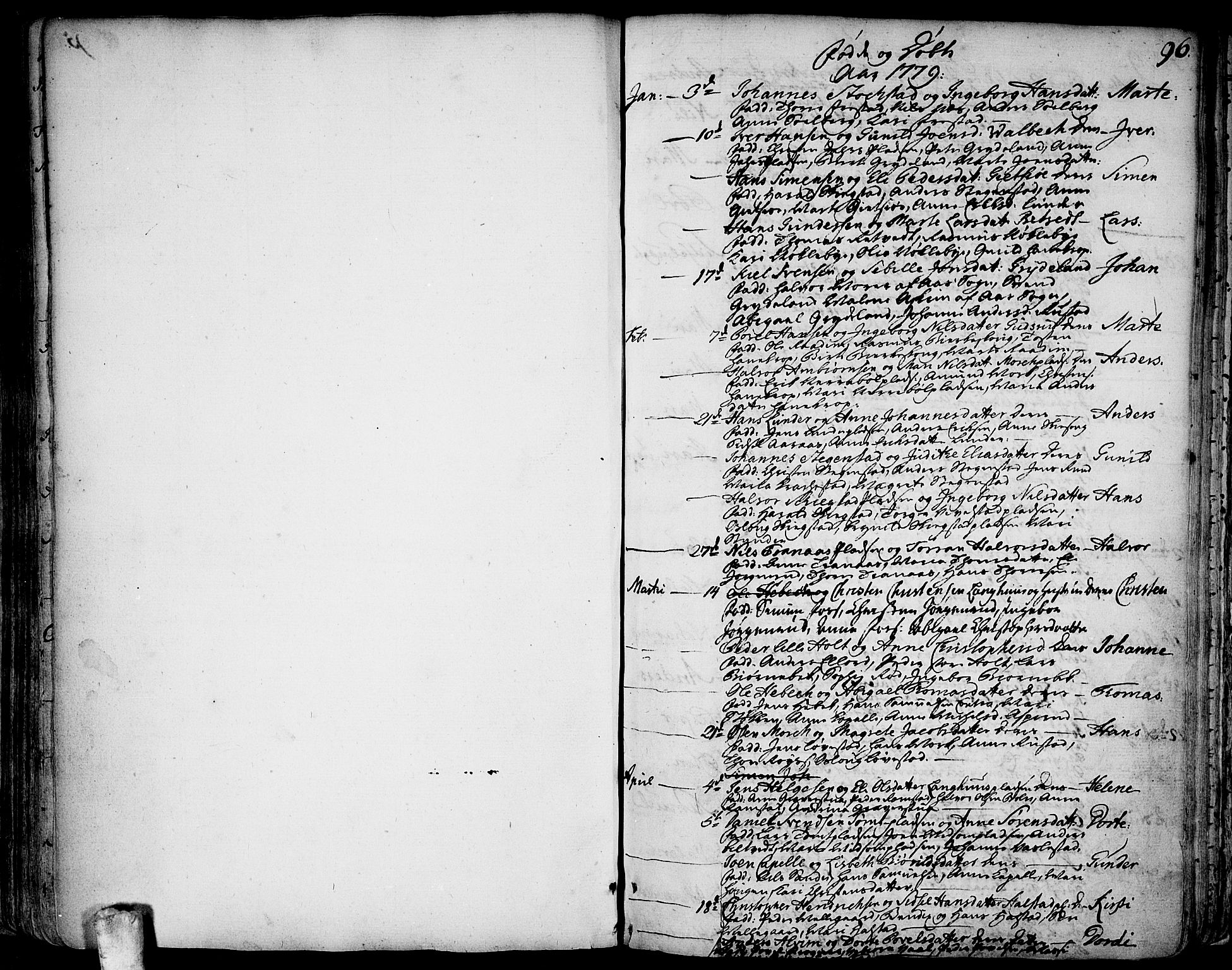 Kråkstad prestekontor Kirkebøker, SAO/A-10125a/F/Fa/L0001: Parish register (official) no. I 1, 1736-1785, p. 96