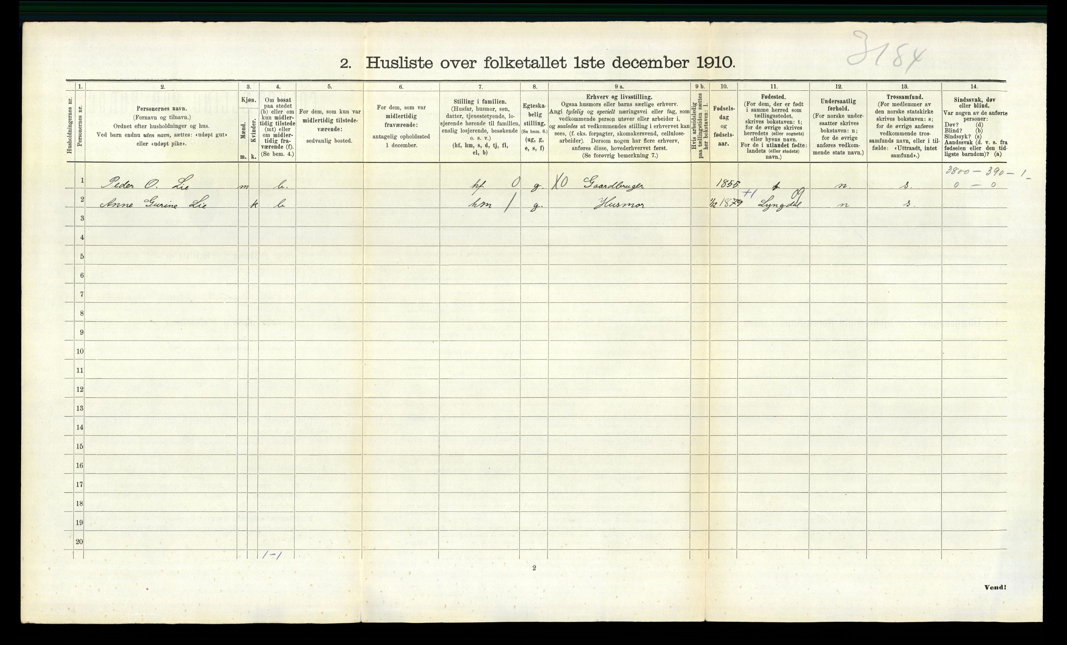 RA, 1910 census for Sør-Audnedal, 1910, p. 766