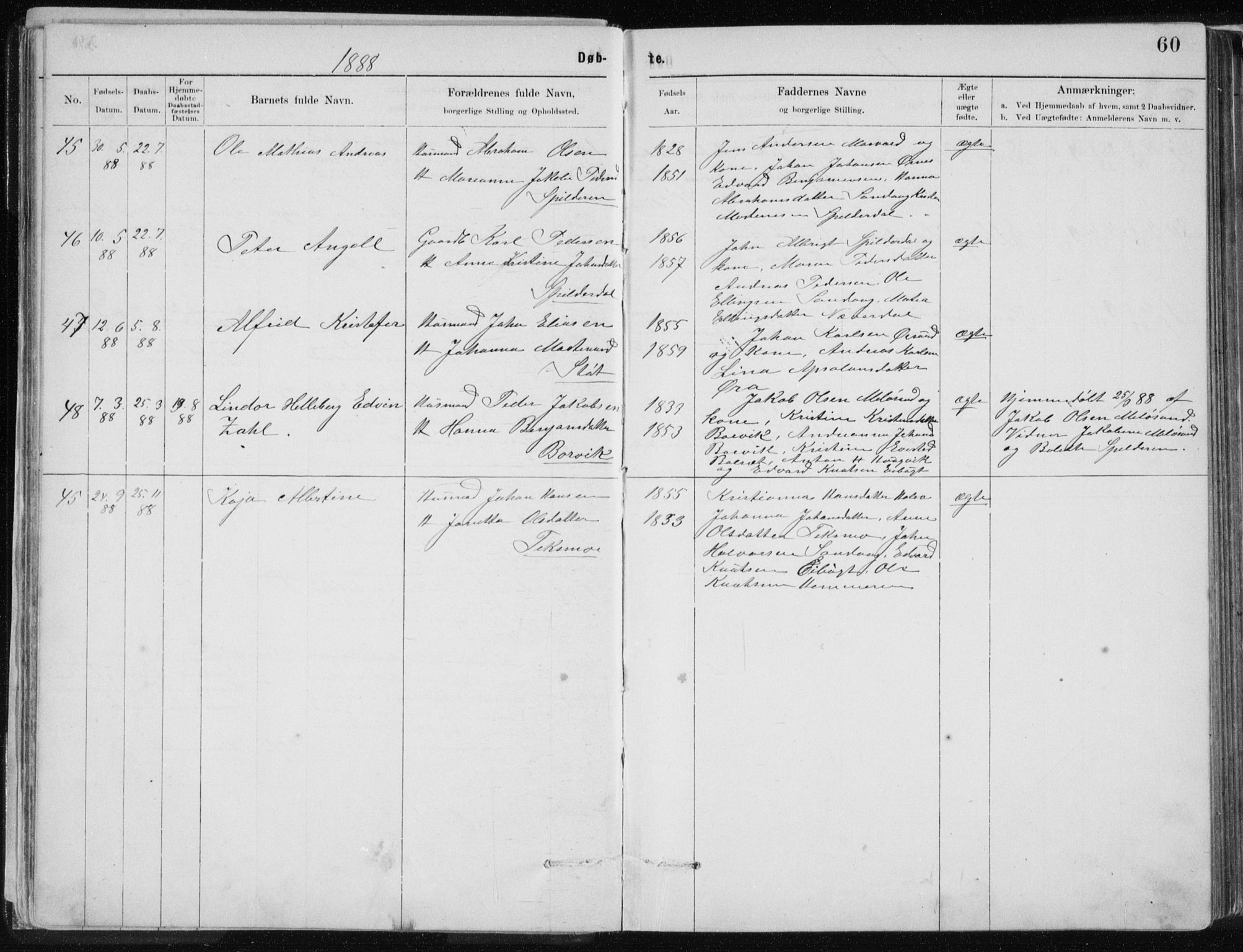 Ministerialprotokoller, klokkerbøker og fødselsregistre - Nordland, SAT/A-1459/843/L0636: Parish register (copy) no. 843C05, 1884-1909, p. 60