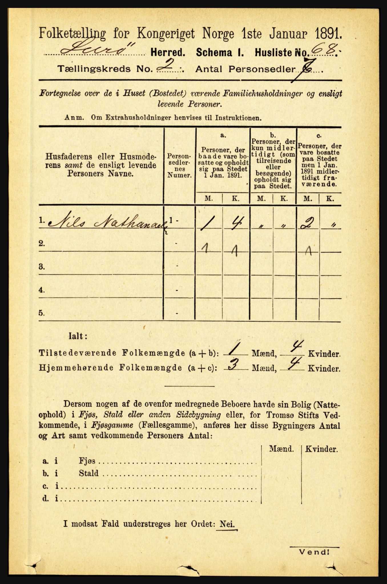 RA, 1891 census for 1834 Lurøy, 1891, p. 724