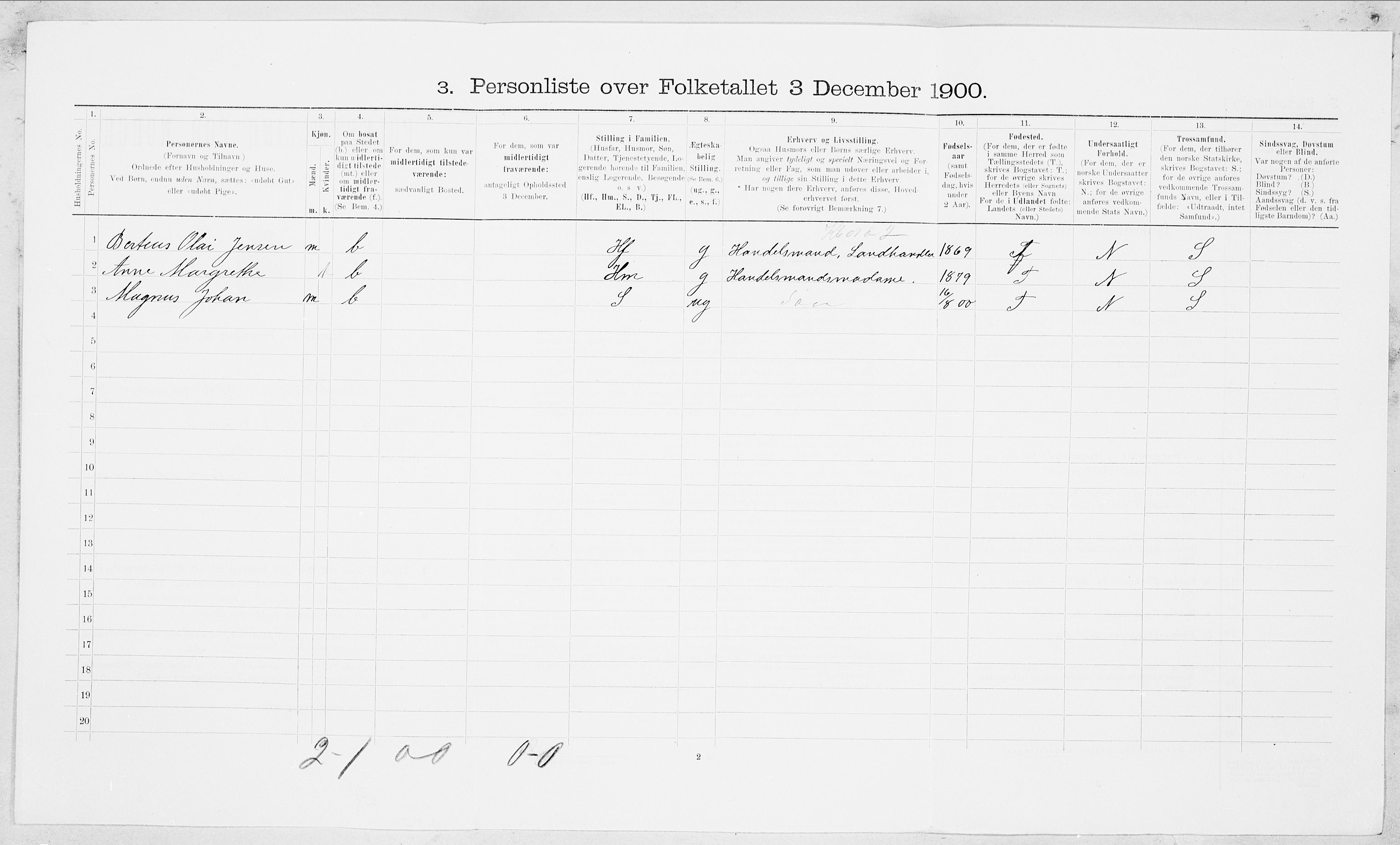 SAT, 1900 census for Beiarn, 1900, p. 455