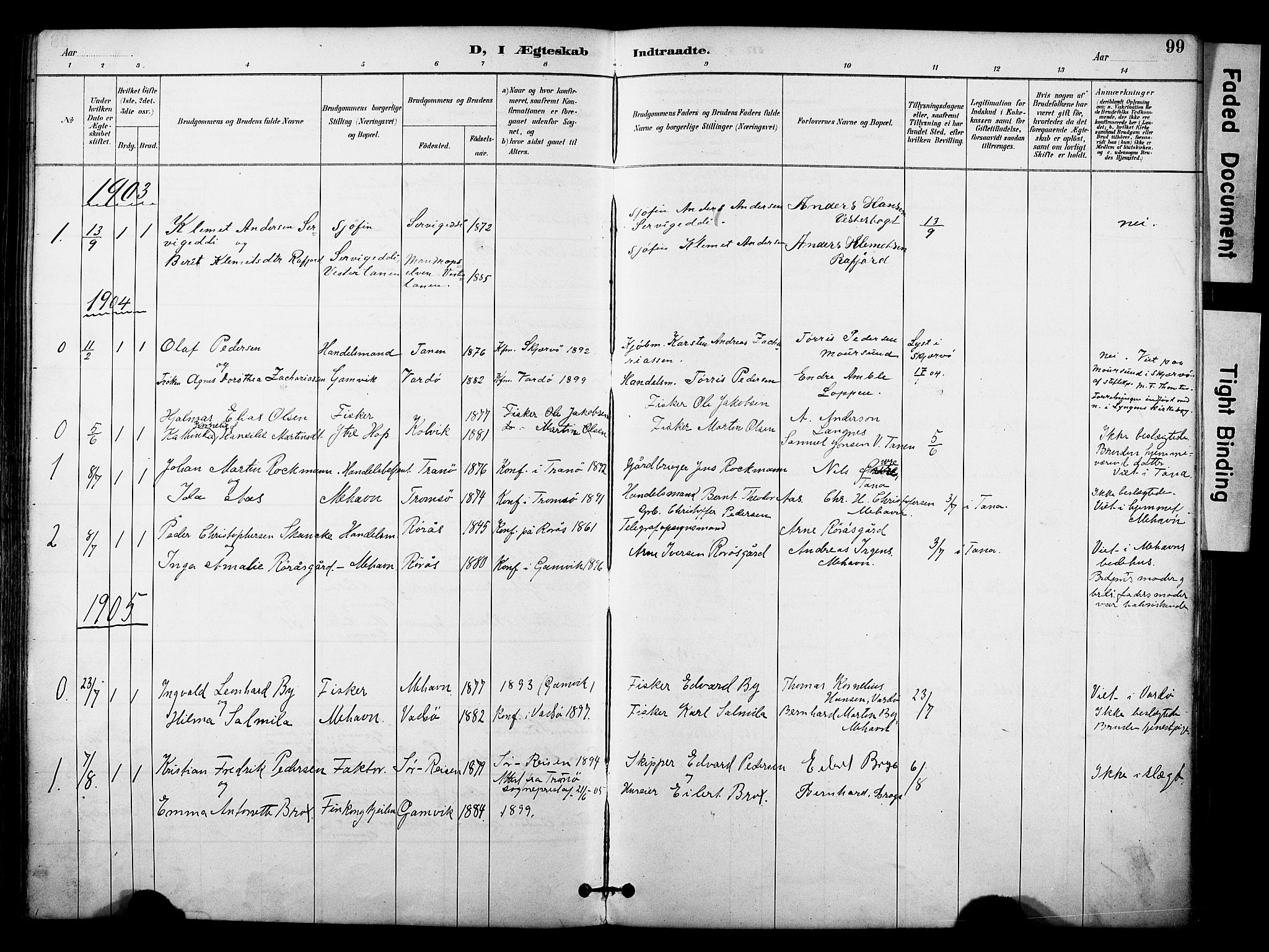 Tana sokneprestkontor, SATØ/S-1334/H/Ha/L0006kirke: Parish register (official) no. 6, 1892-1908, p. 99