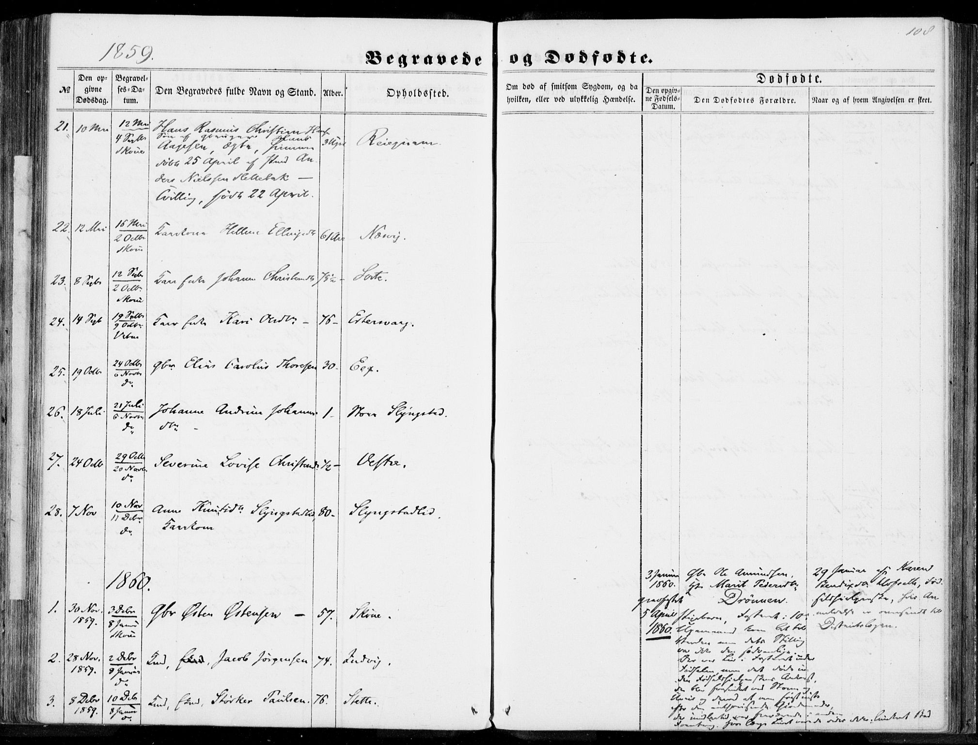 Ministerialprotokoller, klokkerbøker og fødselsregistre - Møre og Romsdal, SAT/A-1454/524/L0354: Parish register (official) no. 524A06, 1857-1863, p. 108