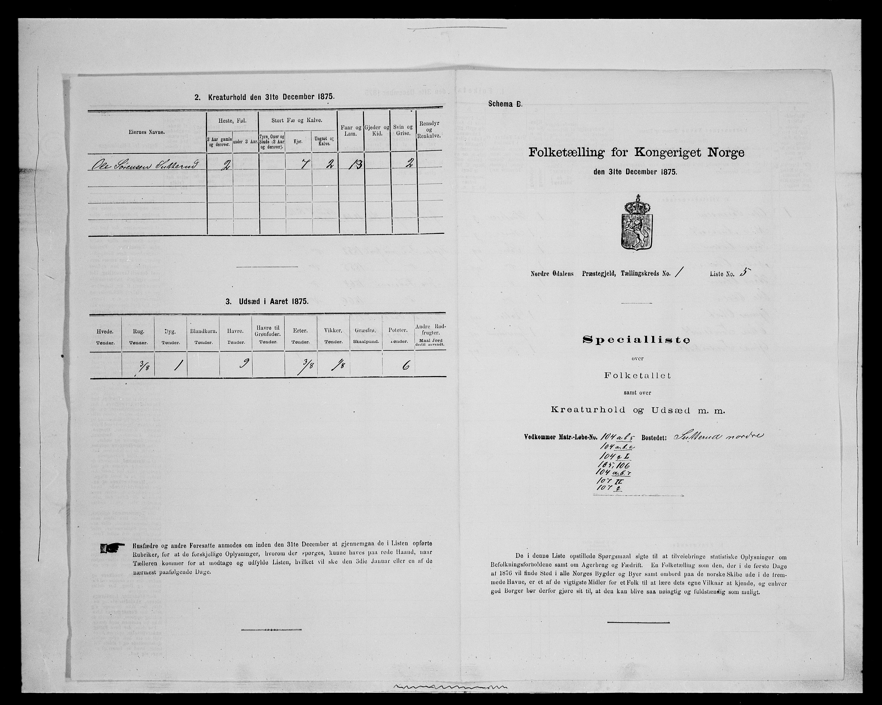 SAH, 1875 census for 0418P Nord-Odal, 1875, p. 80