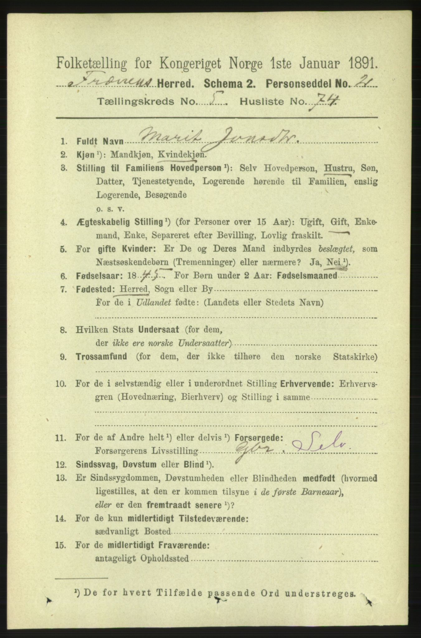 RA, 1891 census for 1548 Fræna, 1891, p. 1782