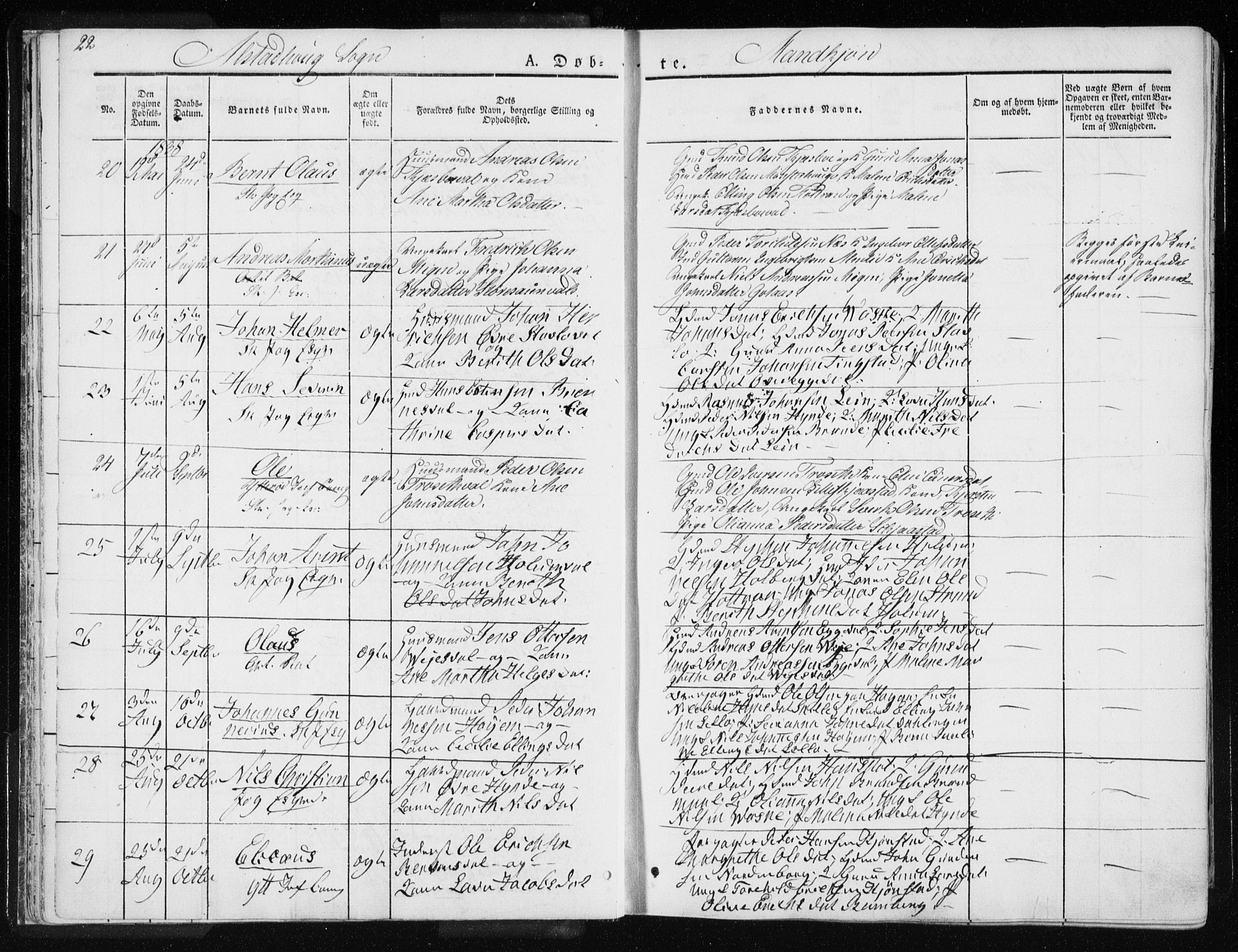 Ministerialprotokoller, klokkerbøker og fødselsregistre - Nord-Trøndelag, SAT/A-1458/717/L0154: Parish register (official) no. 717A06 /1, 1836-1849, p. 22