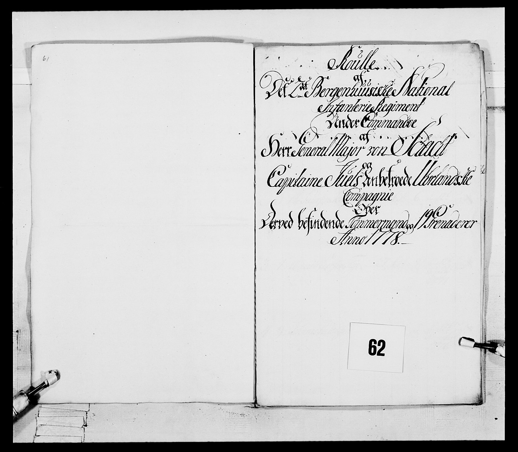 Generalitets- og kommissariatskollegiet, Det kongelige norske kommissariatskollegium, RA/EA-5420/E/Eh/L0094: 2. Bergenhusiske nasjonale infanteriregiment, 1776-1779, p. 229
