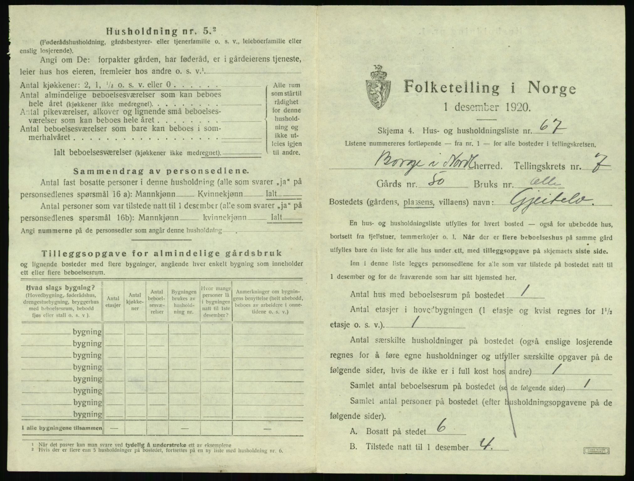 SAT, 1920 census for Borge, 1920, p. 915