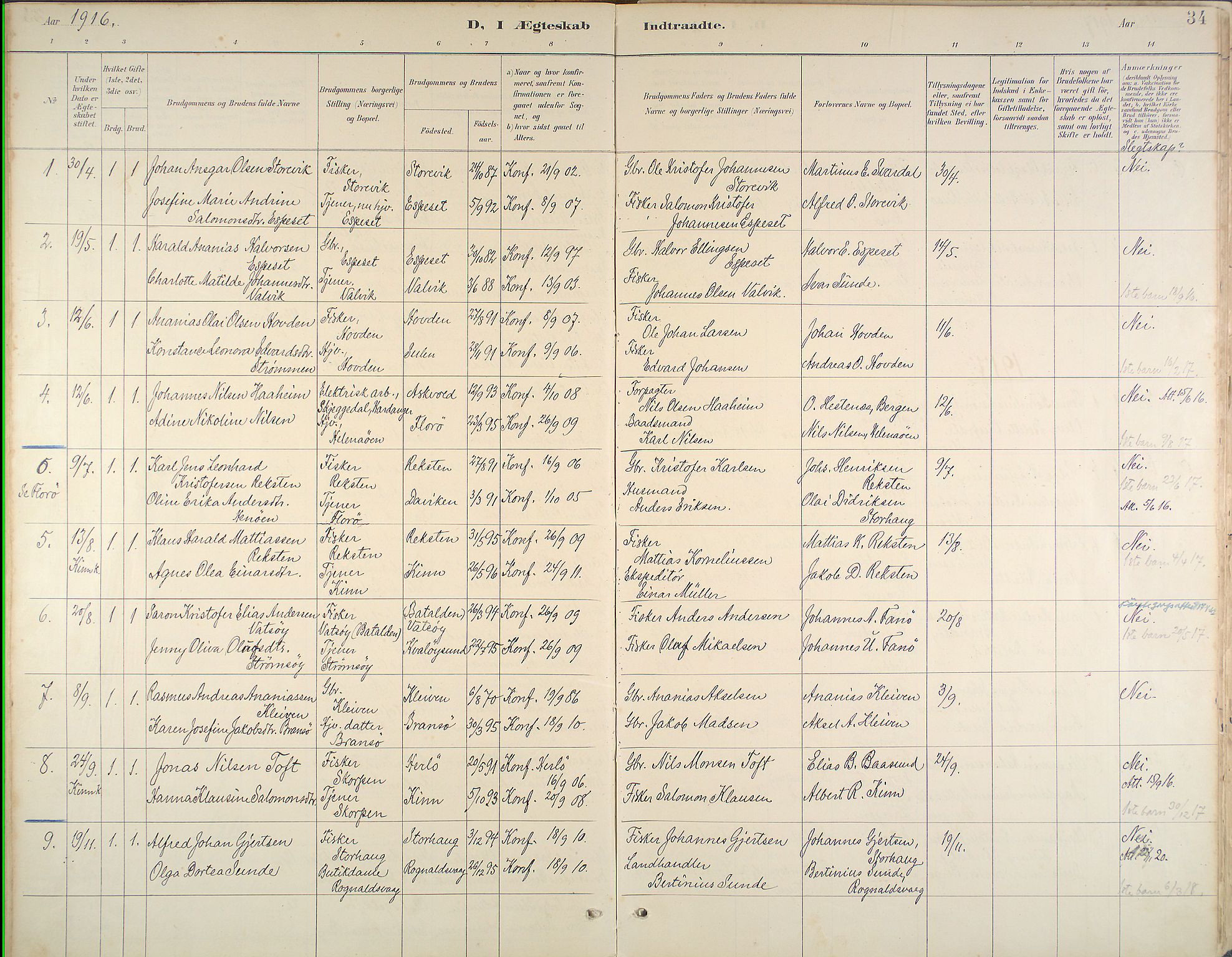Kinn sokneprestembete, SAB/A-80801/H/Haa/Haab/L0011: Parish register (official) no. B 11, 1886-1936, p. 34