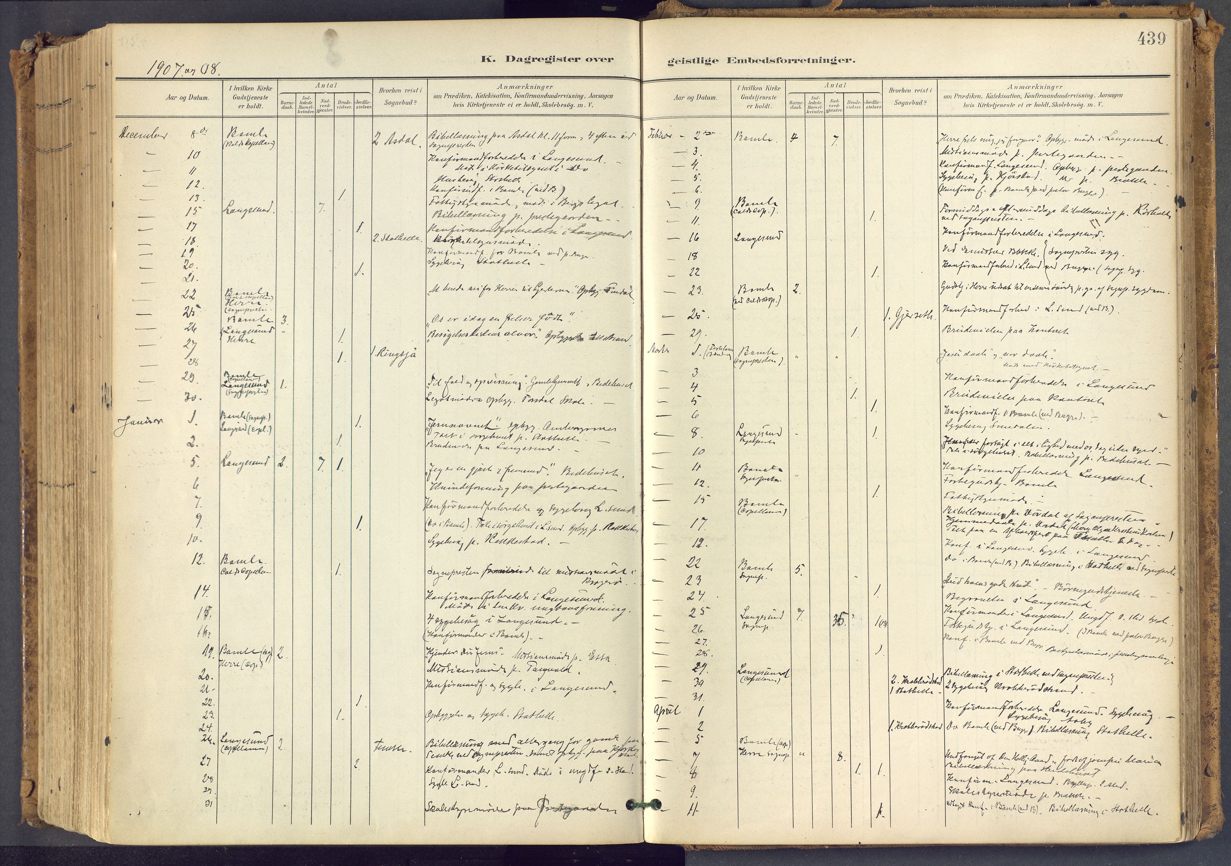 Bamble kirkebøker, SAKO/A-253/F/Fa/L0009: Parish register (official) no. I 9, 1901-1917, p. 439