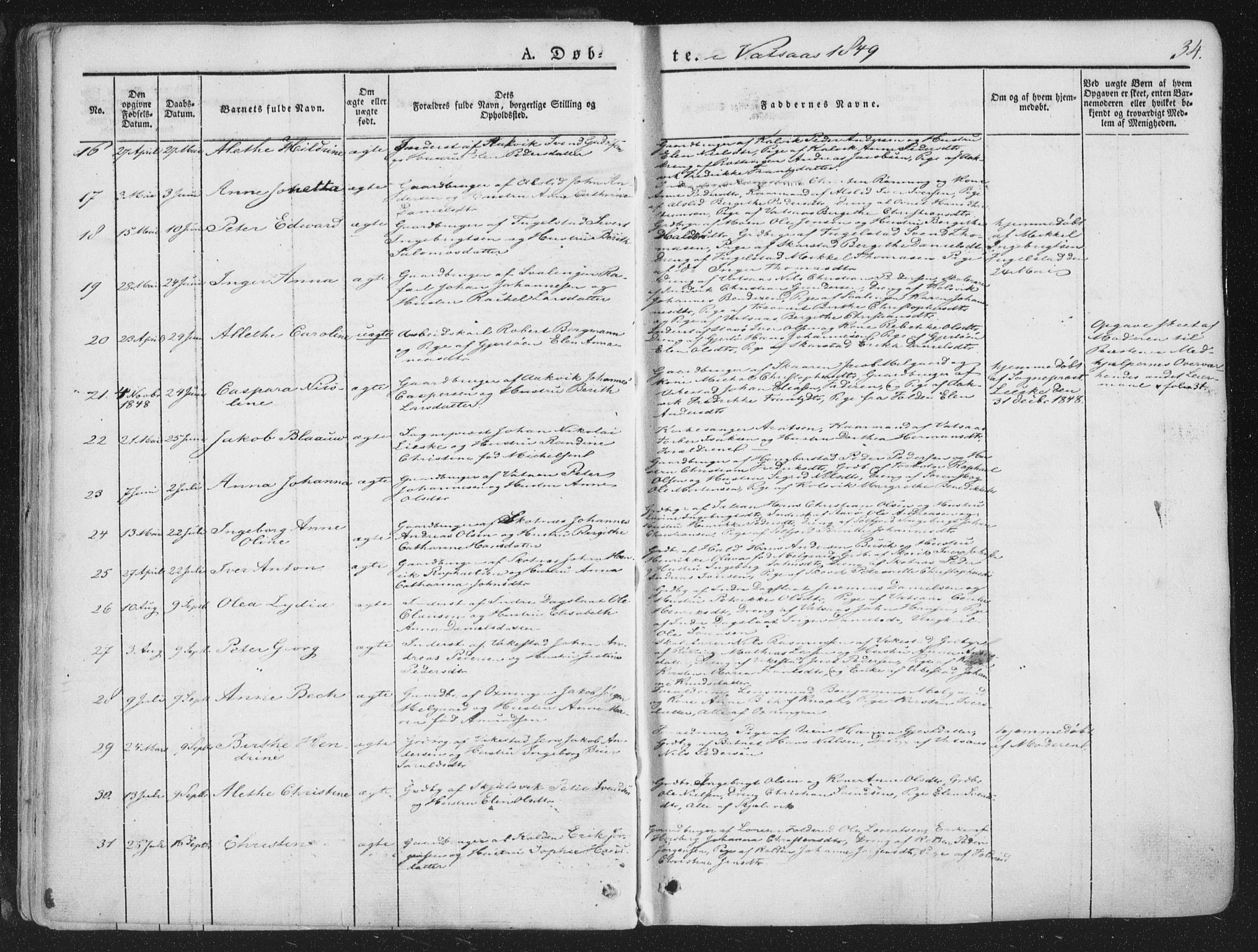 Ministerialprotokoller, klokkerbøker og fødselsregistre - Nordland, AV/SAT-A-1459/810/L0144: Parish register (official) no. 810A07 /1, 1841-1862, p. 34