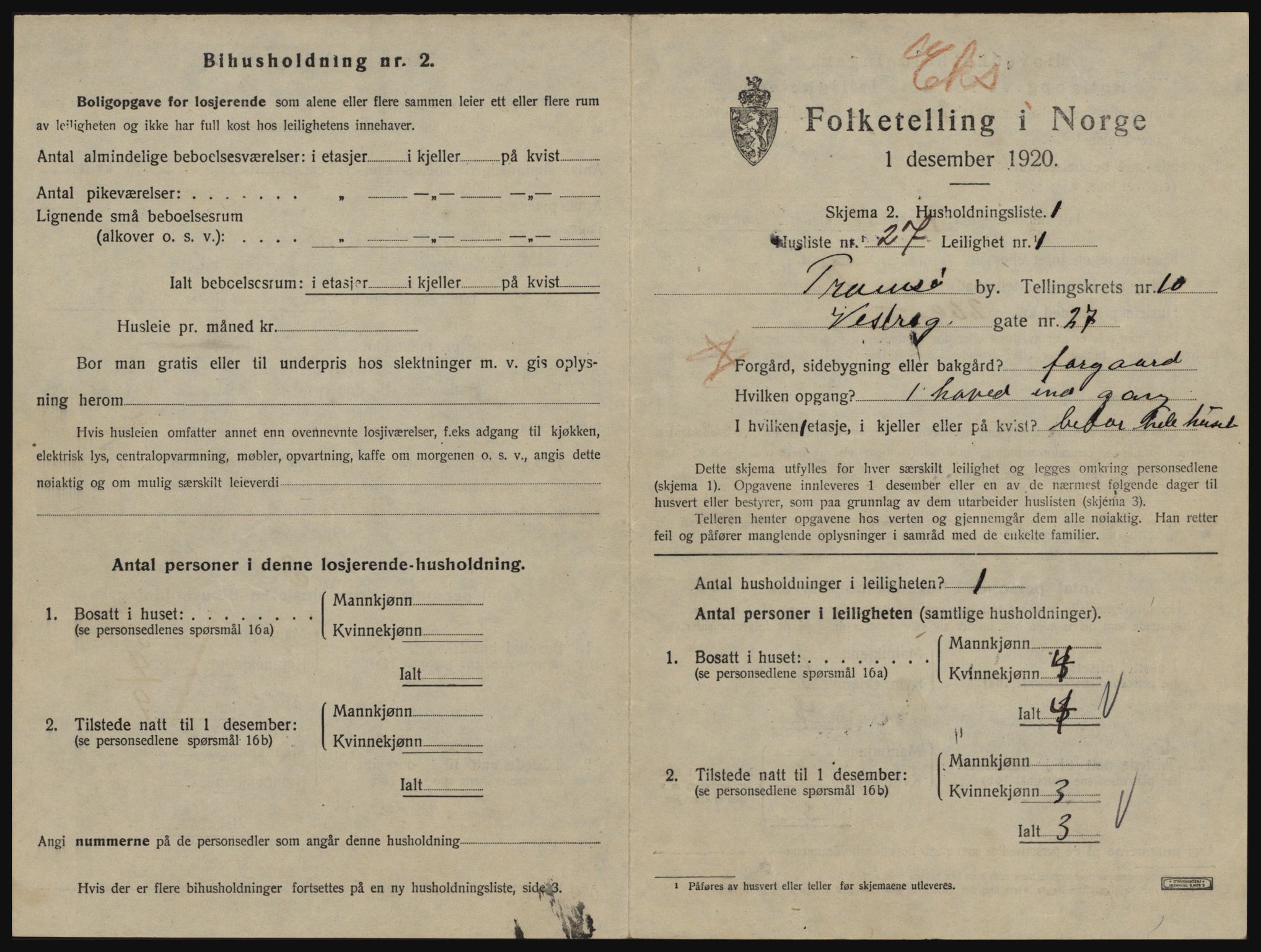 SATØ, 1920 census for Tromsø, 1920, p. 5279