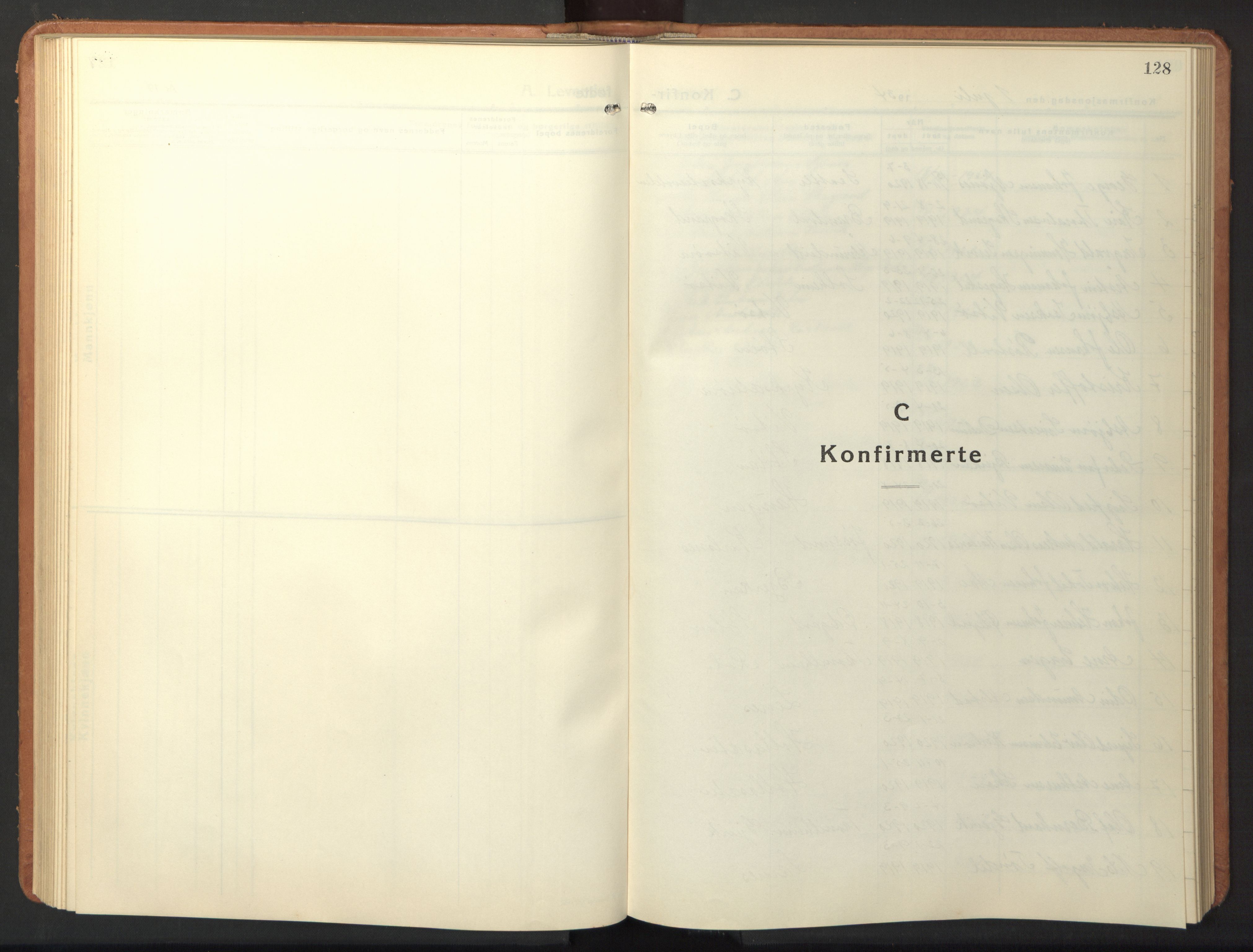 Ministerialprotokoller, klokkerbøker og fødselsregistre - Sør-Trøndelag, SAT/A-1456/630/L0508: Parish register (copy) no. 630C06, 1933-1950, p. 128