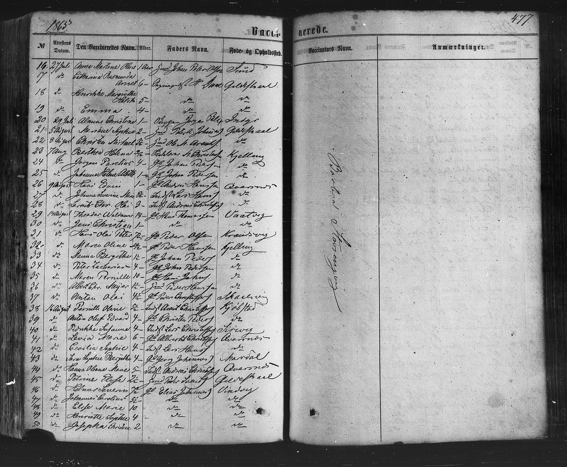 Ministerialprotokoller, klokkerbøker og fødselsregistre - Nordland, AV/SAT-A-1459/805/L0098: Parish register (official) no. 805A05, 1862-1879, p. 477