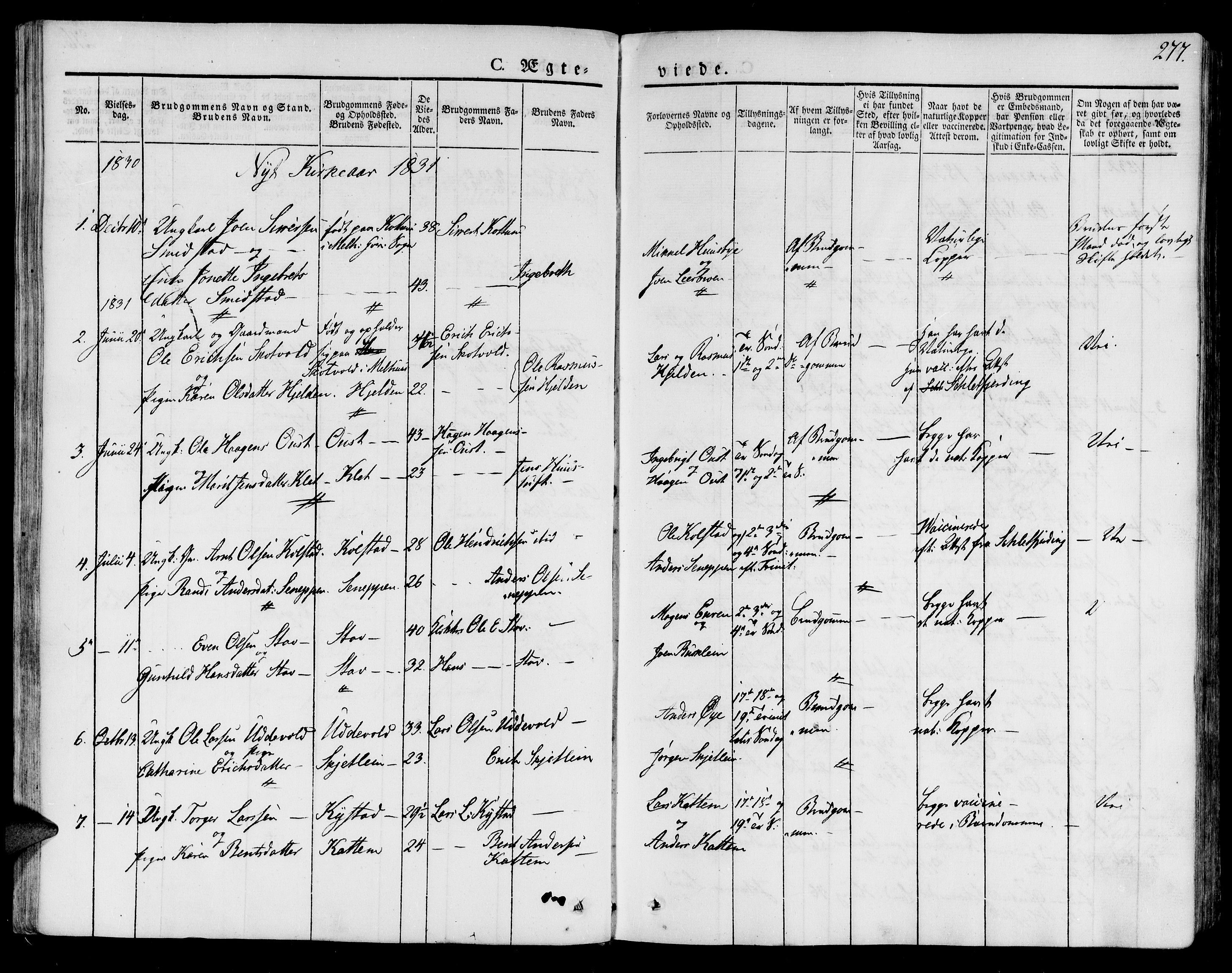 Ministerialprotokoller, klokkerbøker og fødselsregistre - Sør-Trøndelag, SAT/A-1456/691/L1071: Parish register (official) no. 691A05 /2, 1826-1841, p. 277