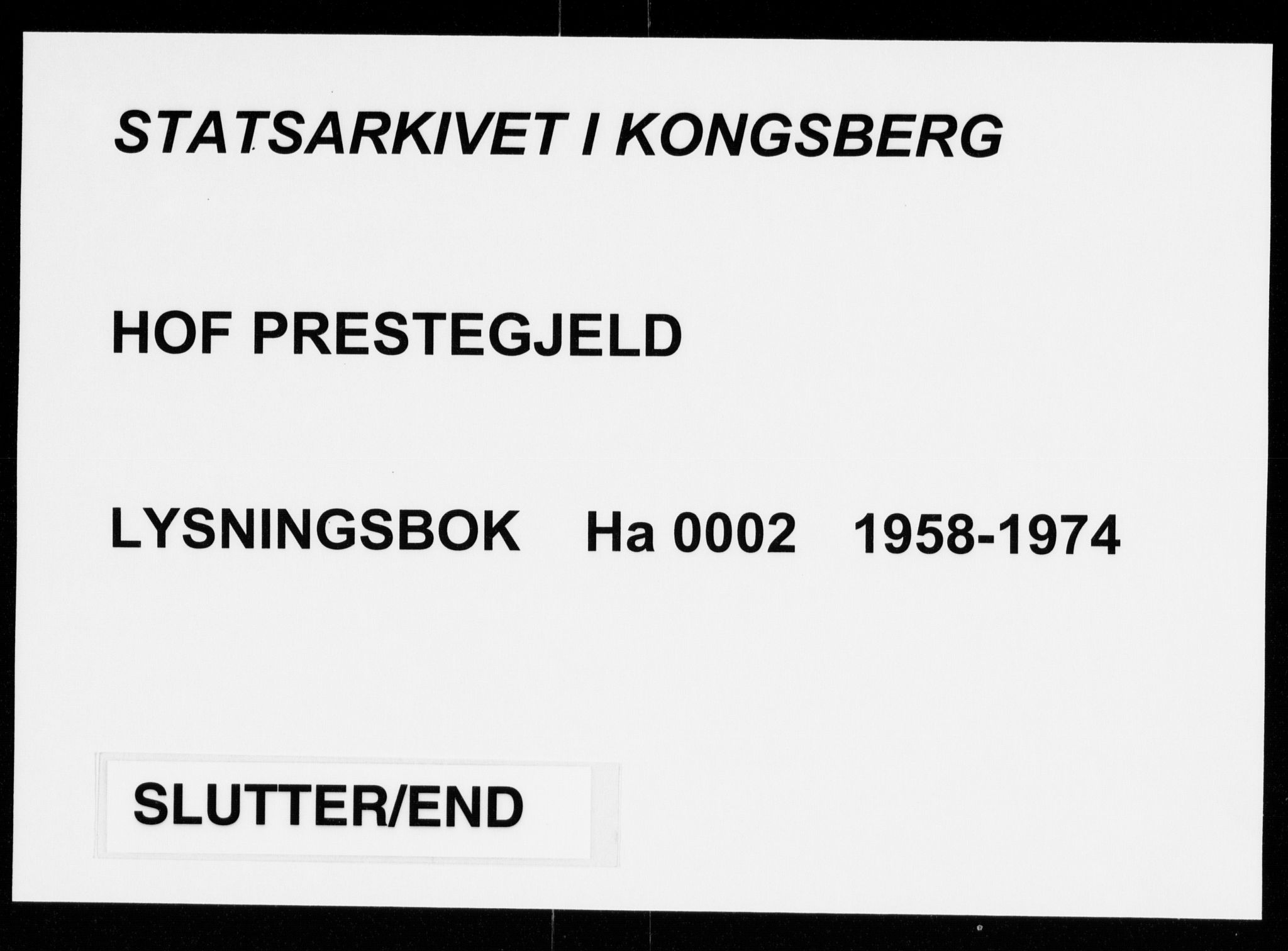 Hof kirkebøker, SAKO/A-64/H/Ha/L0002: Banns register no. 2, 1958-1974