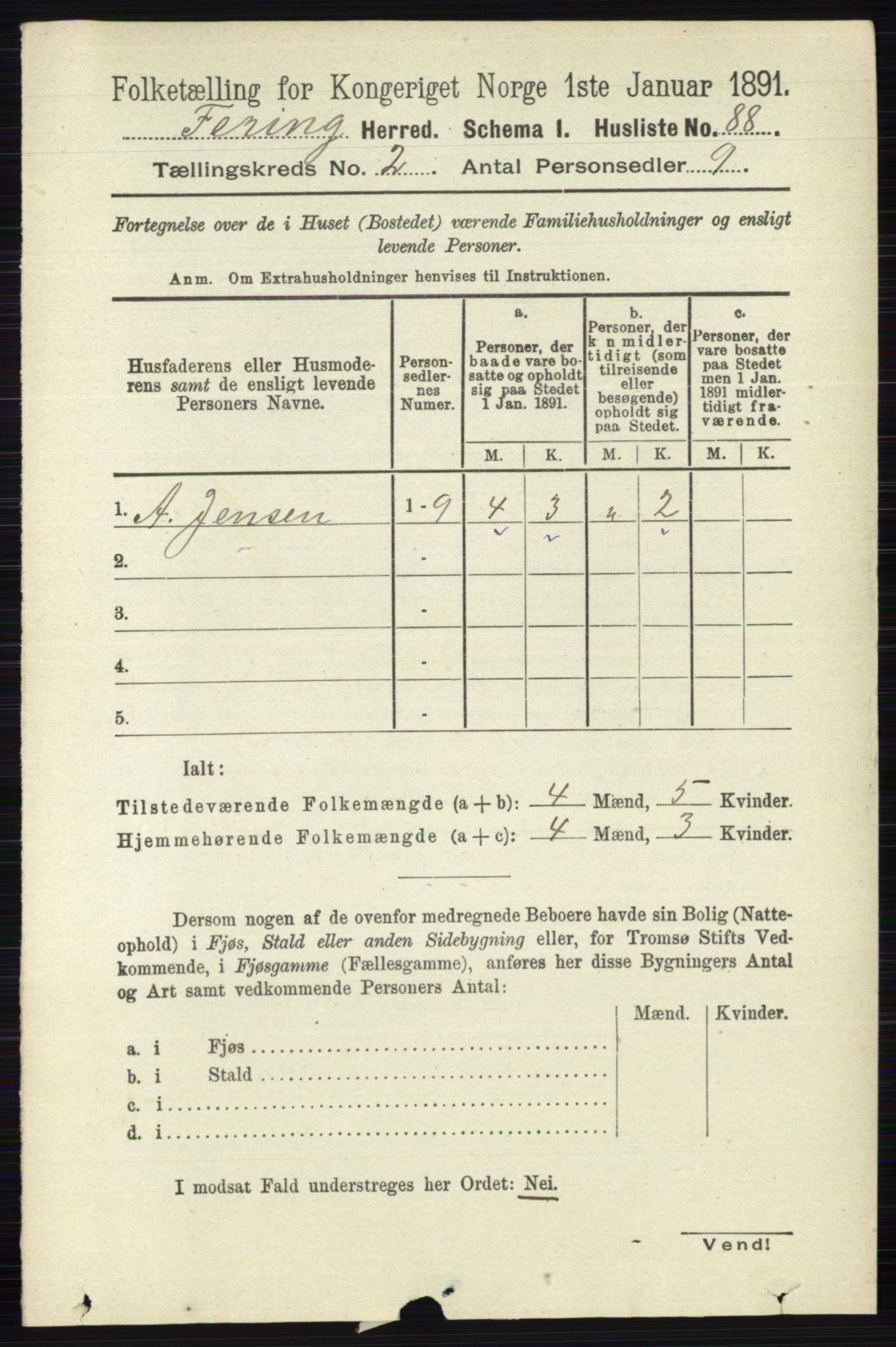 RA, 1891 census for 0240 Feiring, 1891, p. 757