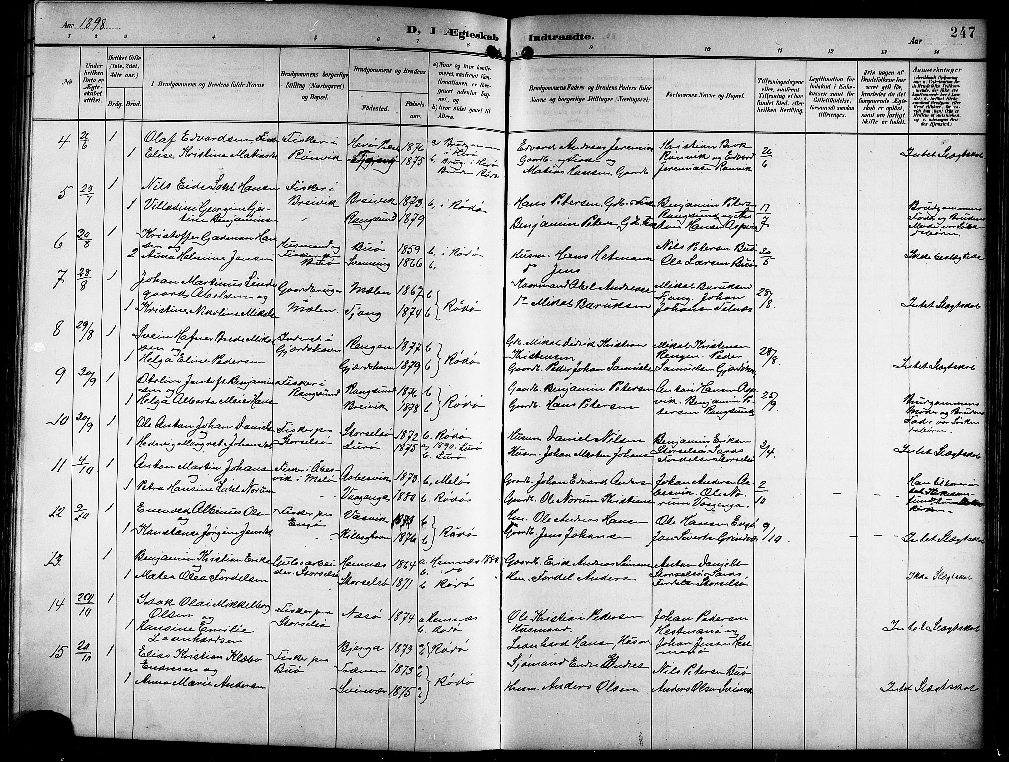 Ministerialprotokoller, klokkerbøker og fødselsregistre - Nordland, SAT/A-1459/841/L0621: Parish register (copy) no. 841C05, 1897-1923, p. 247
