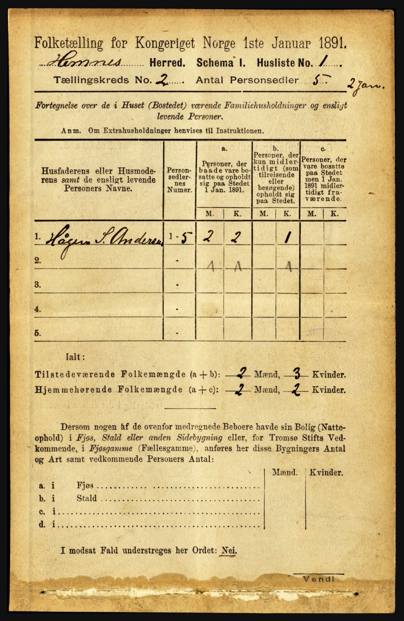 RA, 1891 census for 1832 Hemnes, 1891, p. 1213