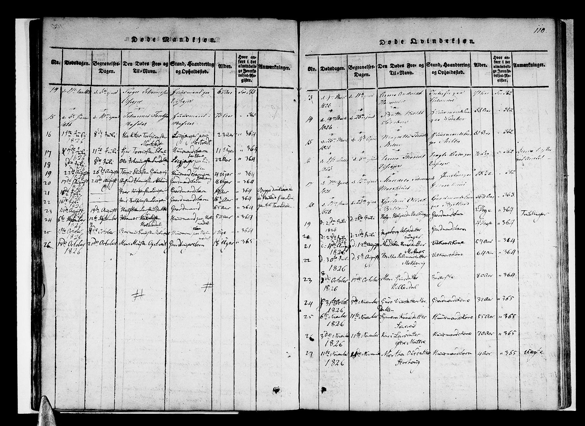 Skånevik sokneprestembete, AV/SAB-A-77801/H/Haa: Parish register (official) no. A 3, 1815-1828, p. 110