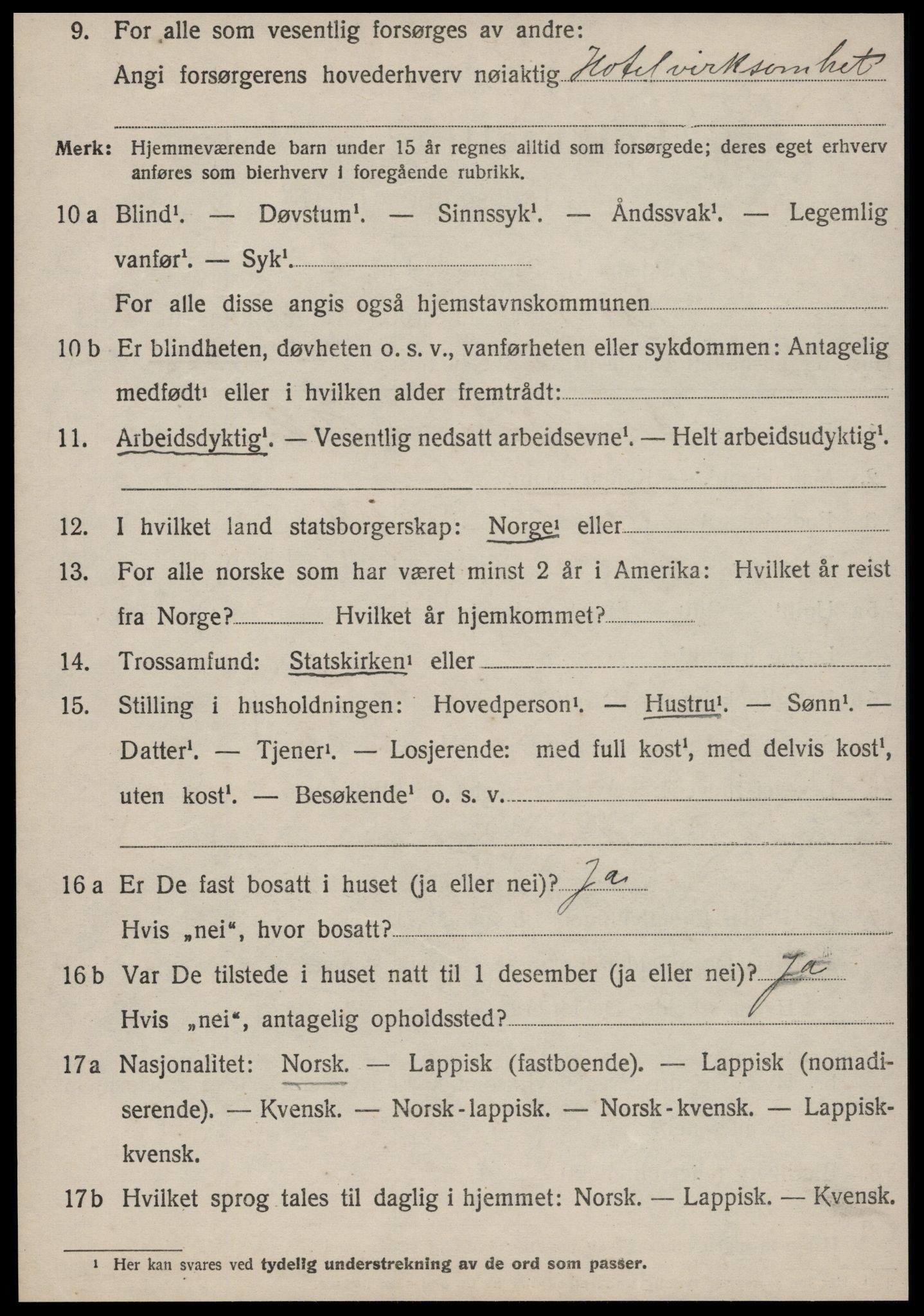 SAT, 1920 census for Røros, 1920, p. 3915