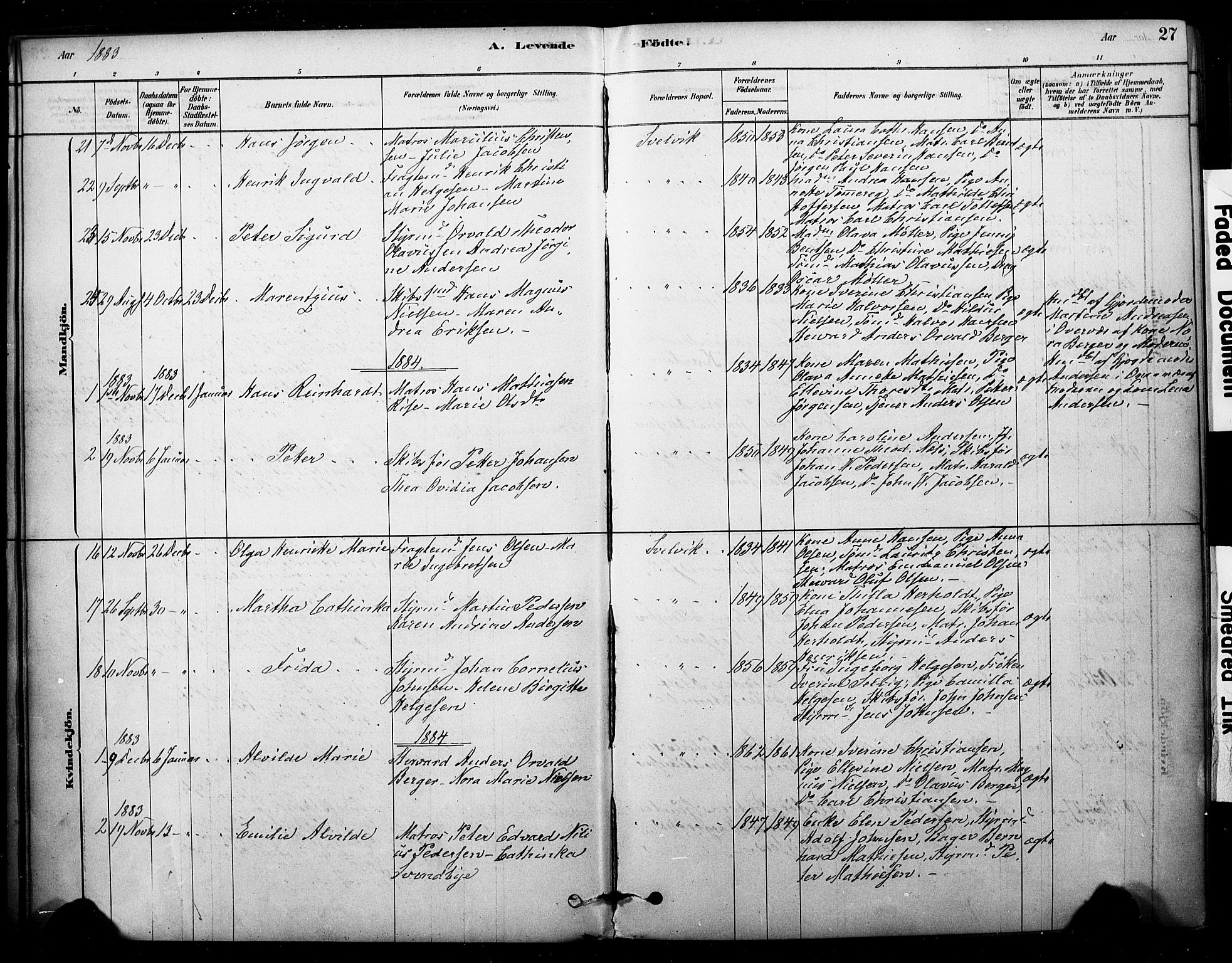 Strømm kirkebøker, SAKO/A-322/F/Fb/L0001: Parish register (official) no. II 1, 1878-1899, p. 27