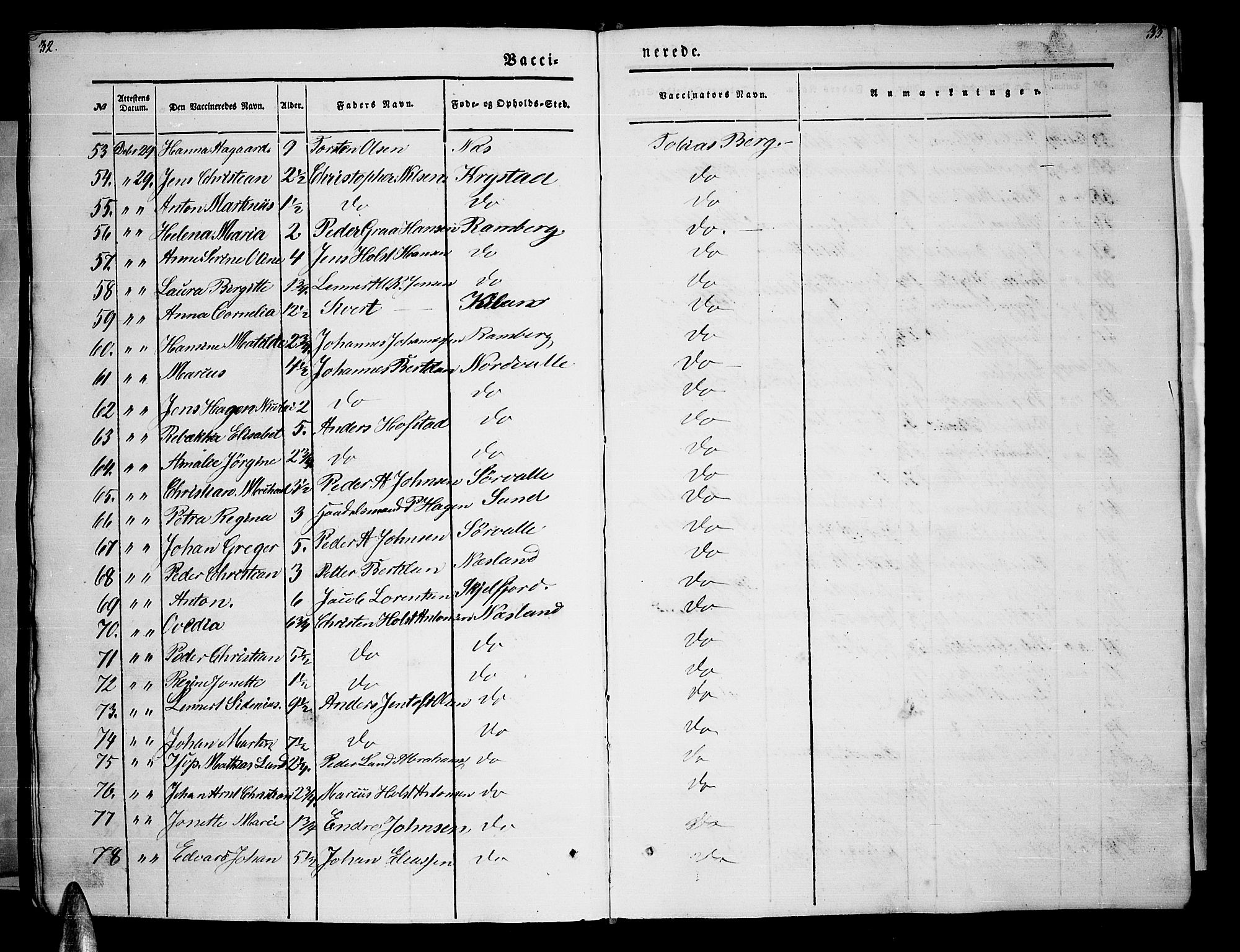 Ministerialprotokoller, klokkerbøker og fødselsregistre - Nordland, AV/SAT-A-1459/885/L1212: Parish register (copy) no. 885C01, 1847-1873, p. 32-33