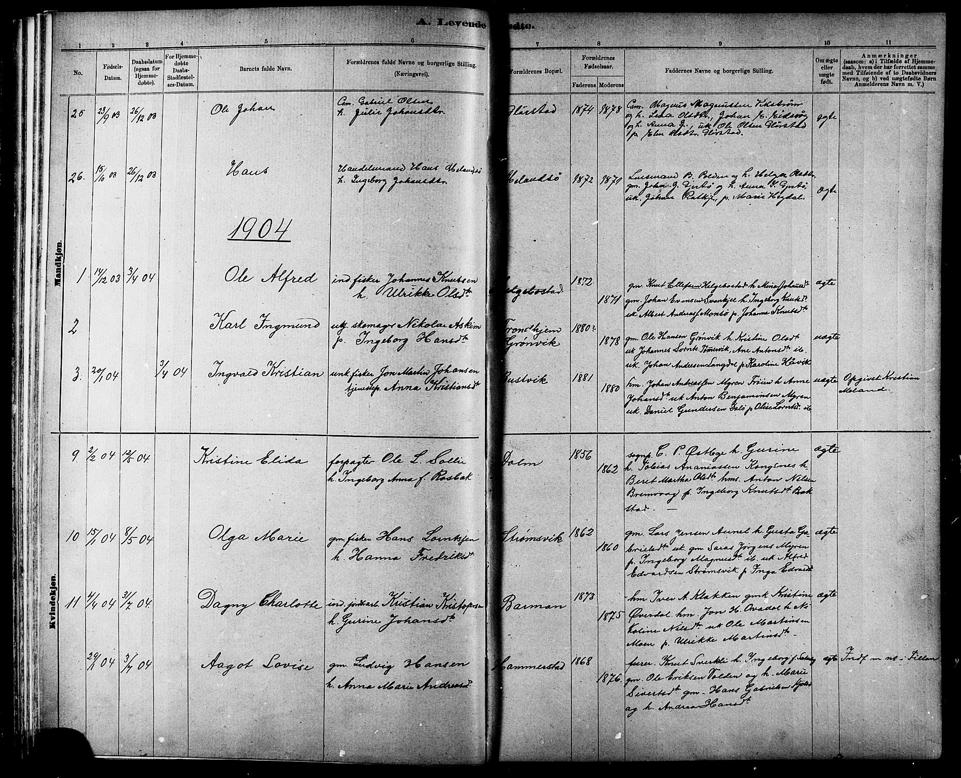 Ministerialprotokoller, klokkerbøker og fødselsregistre - Sør-Trøndelag, SAT/A-1456/634/L0542: Parish register (copy) no. 634C04, 1892-1916