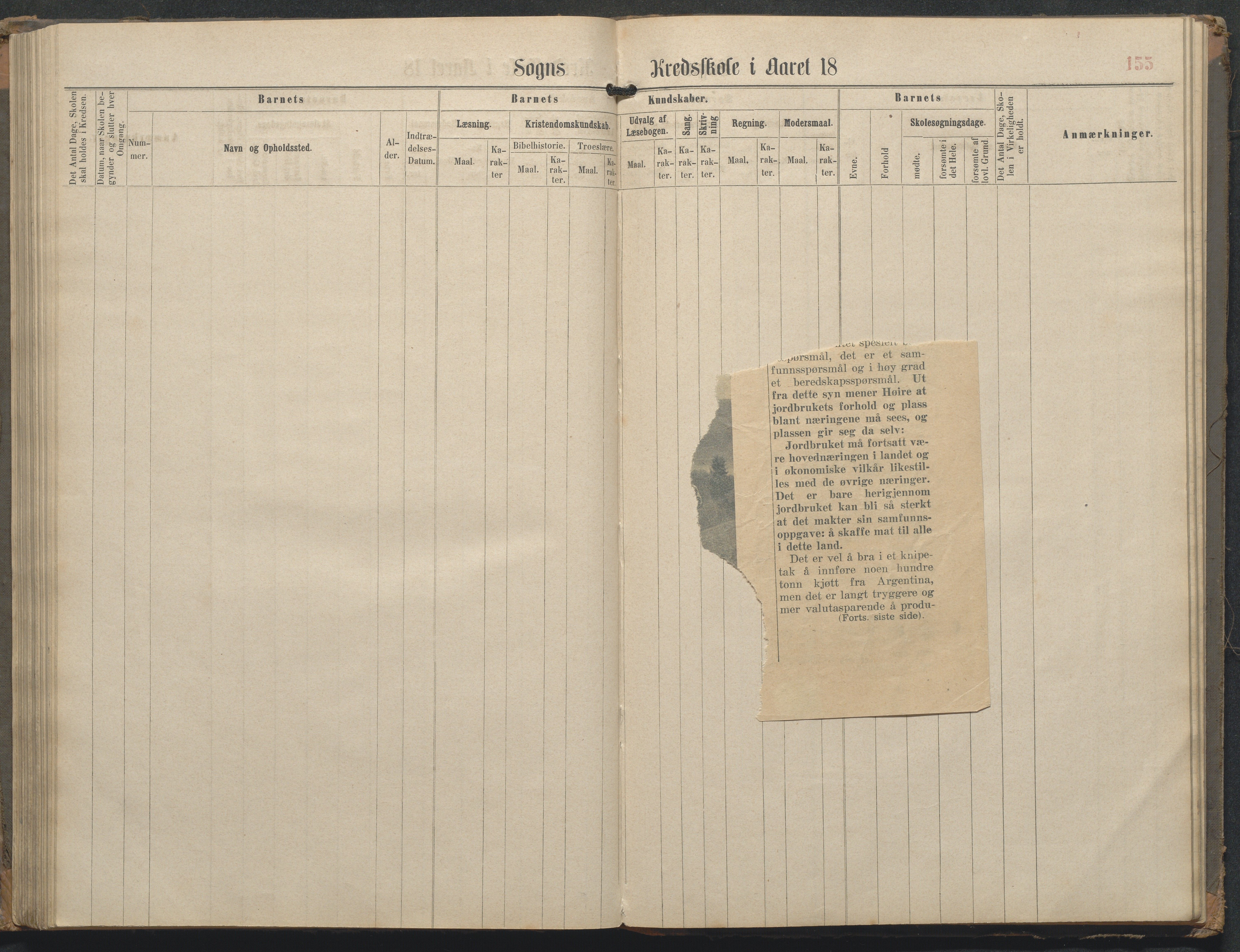 Øyestad kommune frem til 1979, AAKS/KA0920-PK/06/06L/L0002: Skoleprotokoll, 1863-1899, p. 155