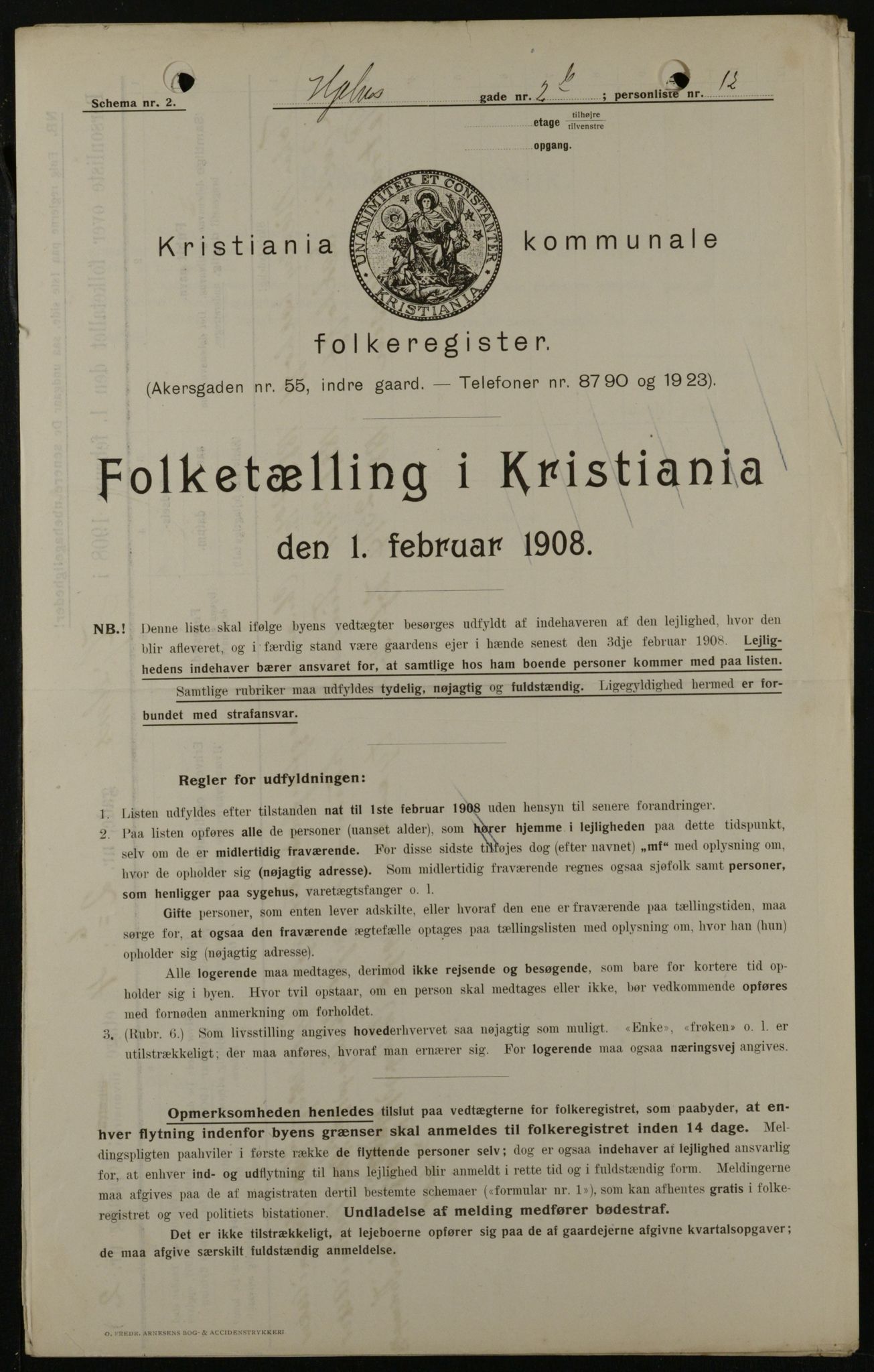 OBA, Municipal Census 1908 for Kristiania, 1908, p. 36125