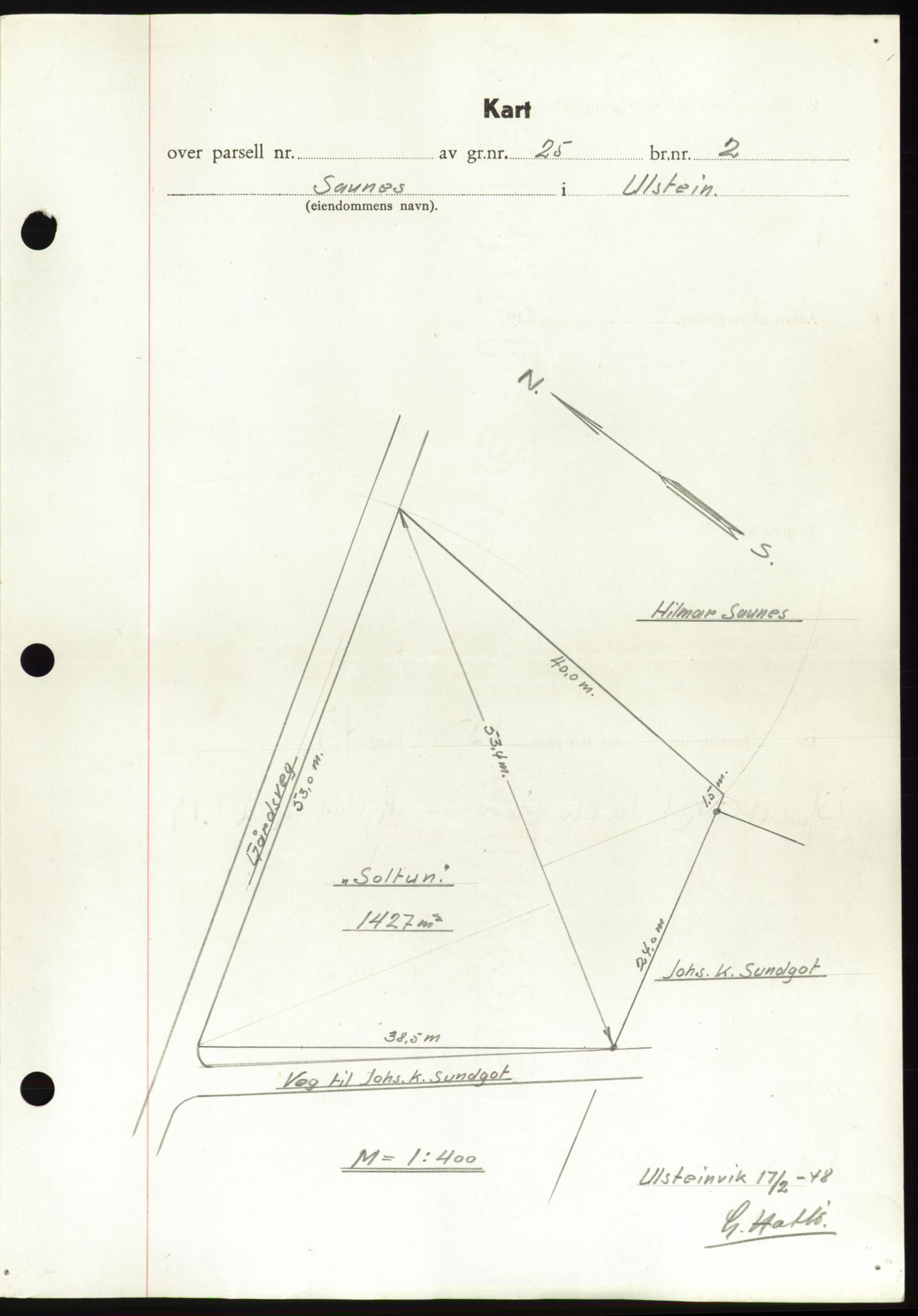 Søre Sunnmøre sorenskriveri, AV/SAT-A-4122/1/2/2C/L0082: Mortgage book no. 8A, 1948-1948, Diary no: : 395/1948